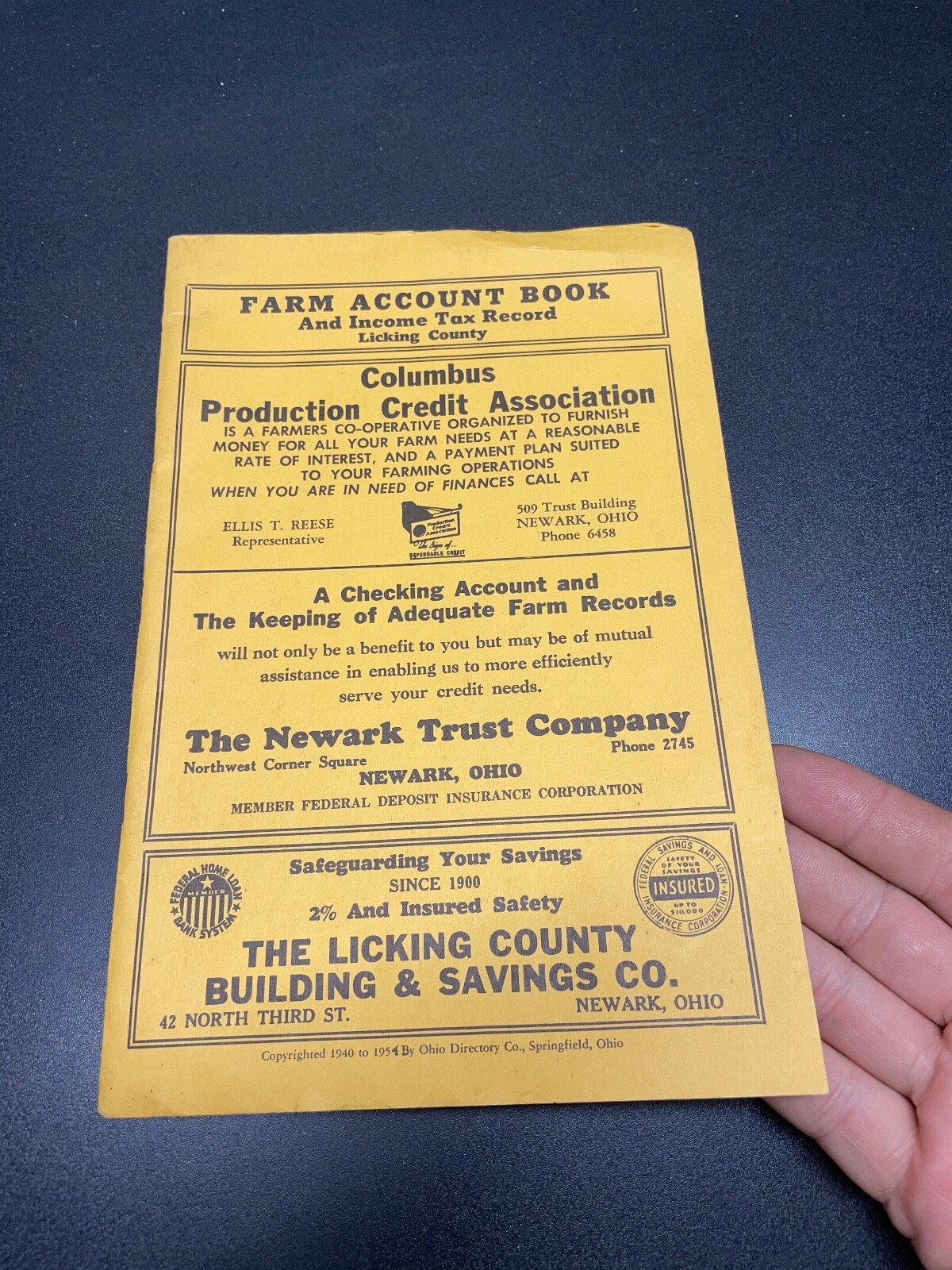Licking County Ohio Farm Account Book & Income Tax Record 1954 Booklet Unused