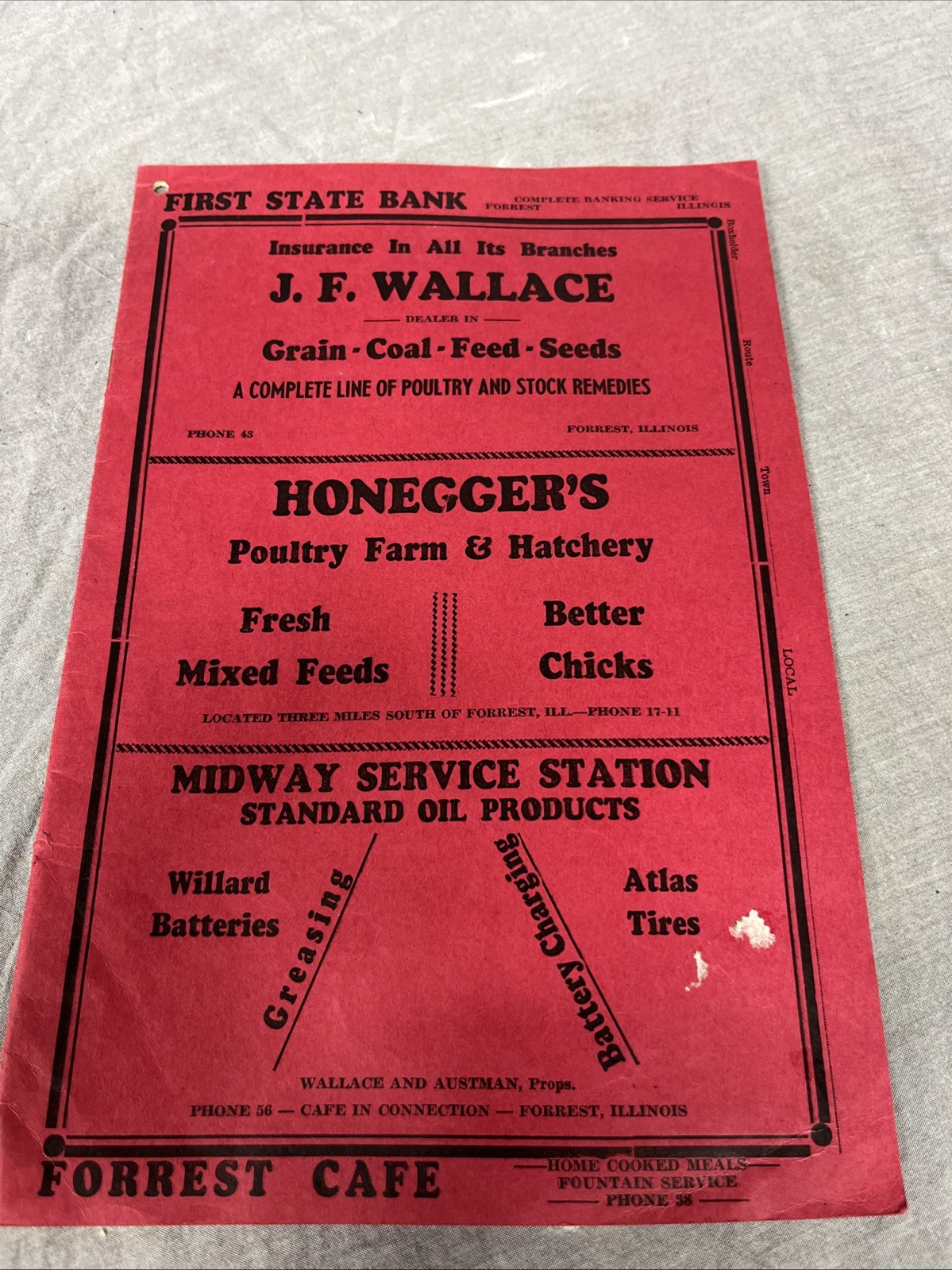 The Simplicity Farm Account Book Local Advertisement Forrest Illinois