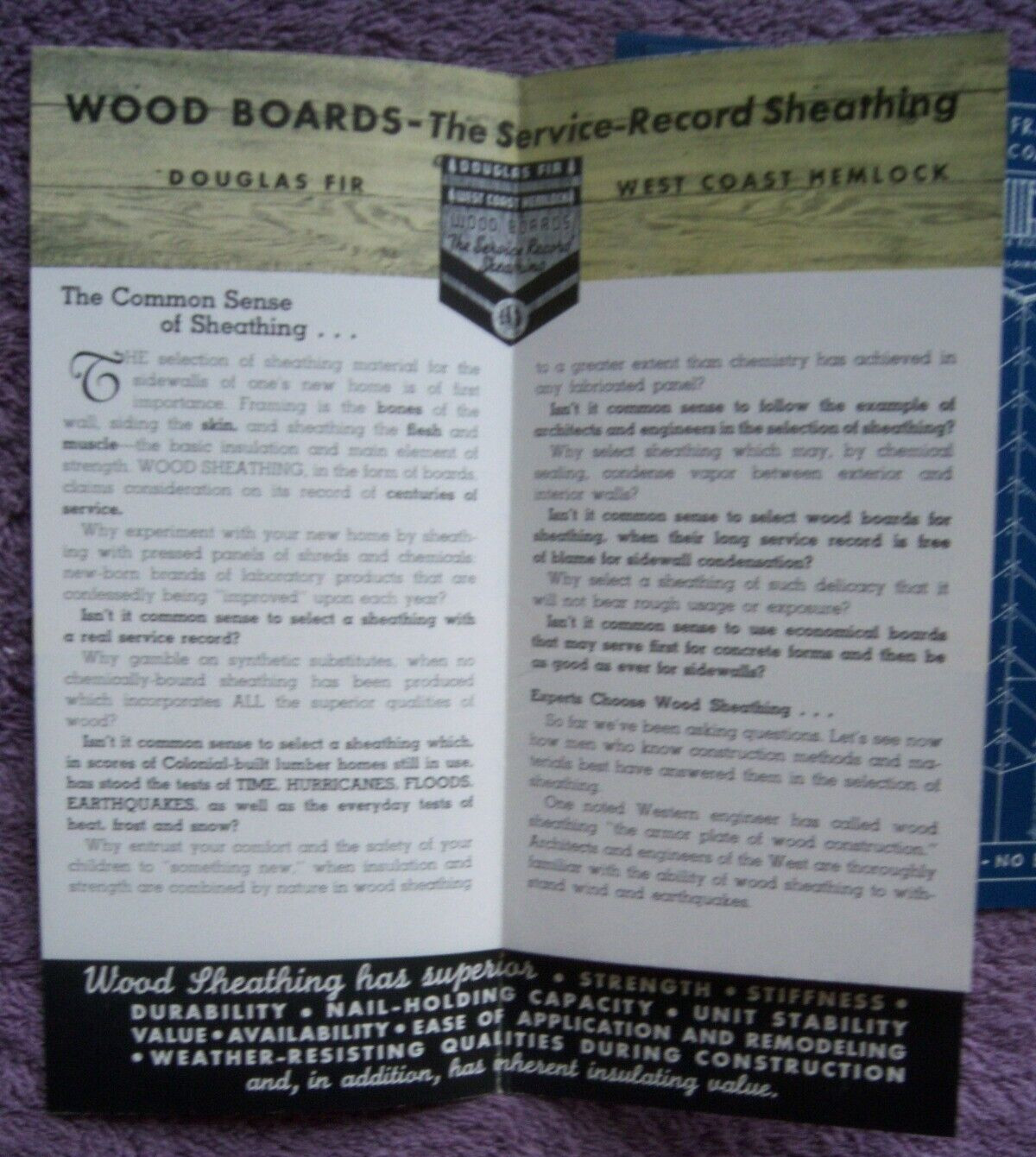 LISTER HOLMES WOOD SHEATHING BROCHURE BLUEPRINTS 1942