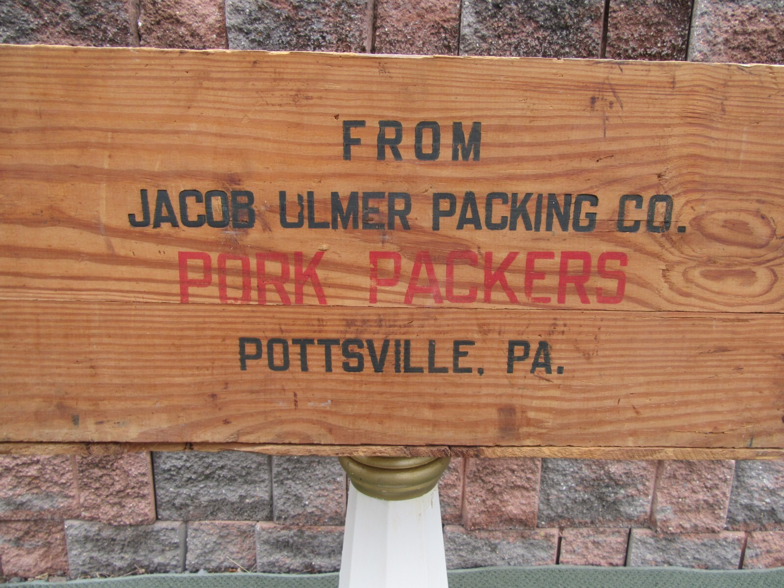 Vintage Jacob Ulmer Advertising PORK PACKERS Pottsville Pa Wood Shipping Crate