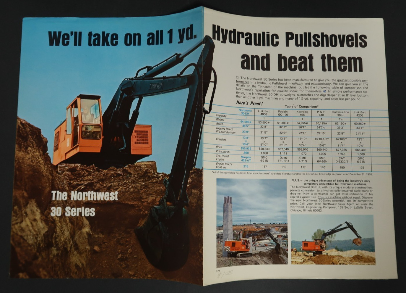 The Northwest 30 Series Paper Sheet Brochure Advertising Hydraulic Pullshovels