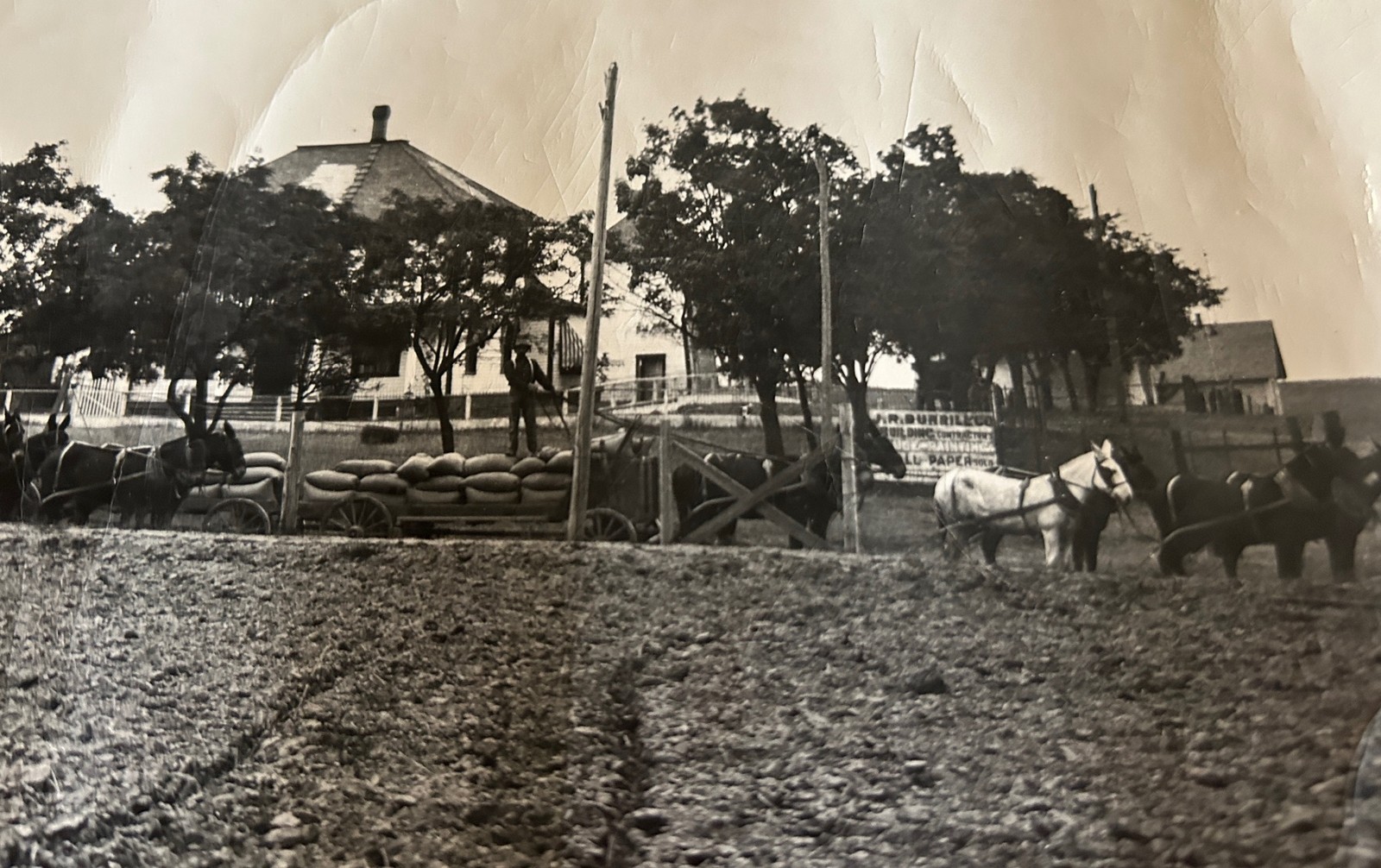 1910 EASTERN WASHINGTON NEAR SPOKANE UNKNOWN FARM SCENE PANORAMIC PHOTO