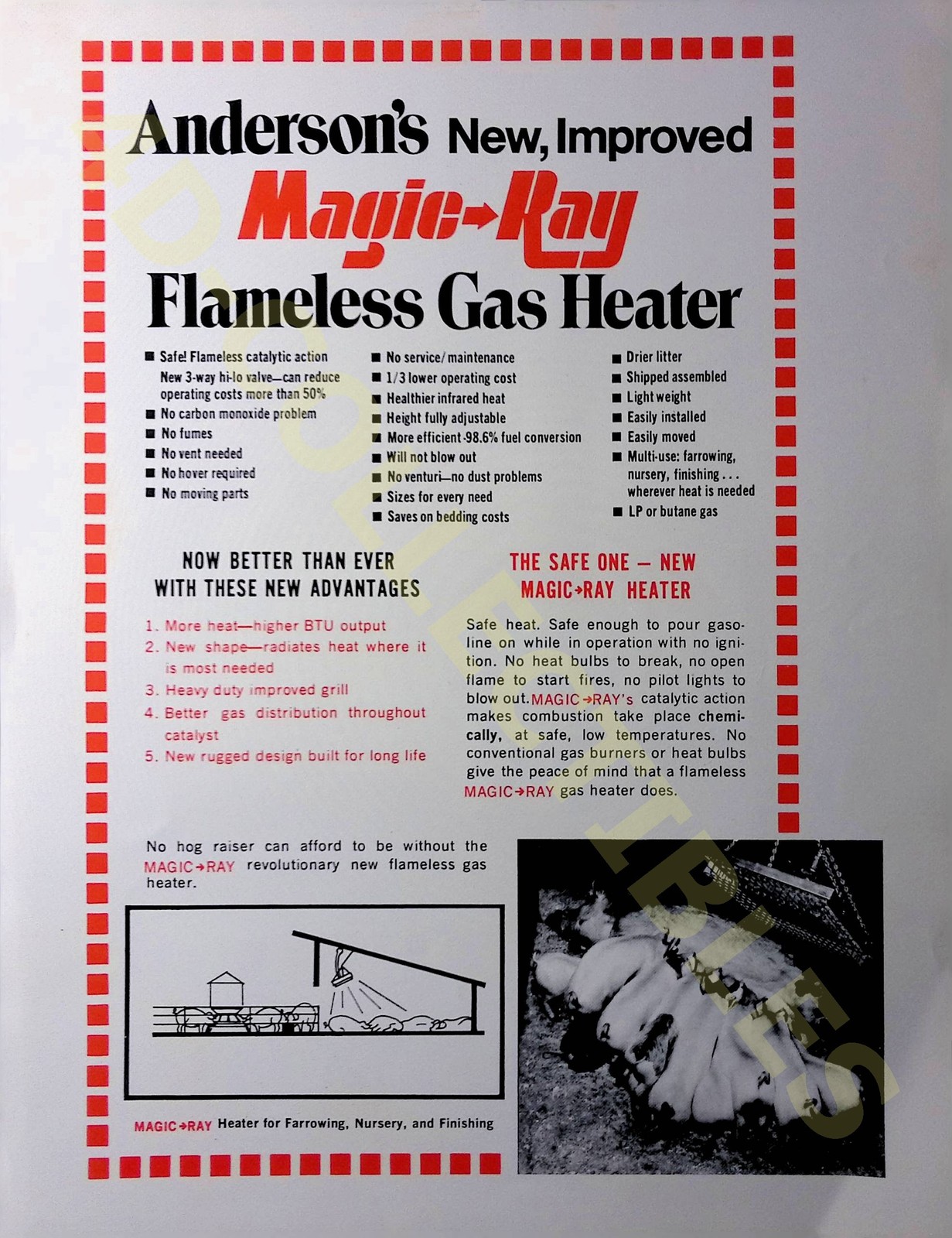 Vintage Anderson&rsquo;s Magic-Ray Gas Heater Brochure Spec Sheet Farm Equipment
