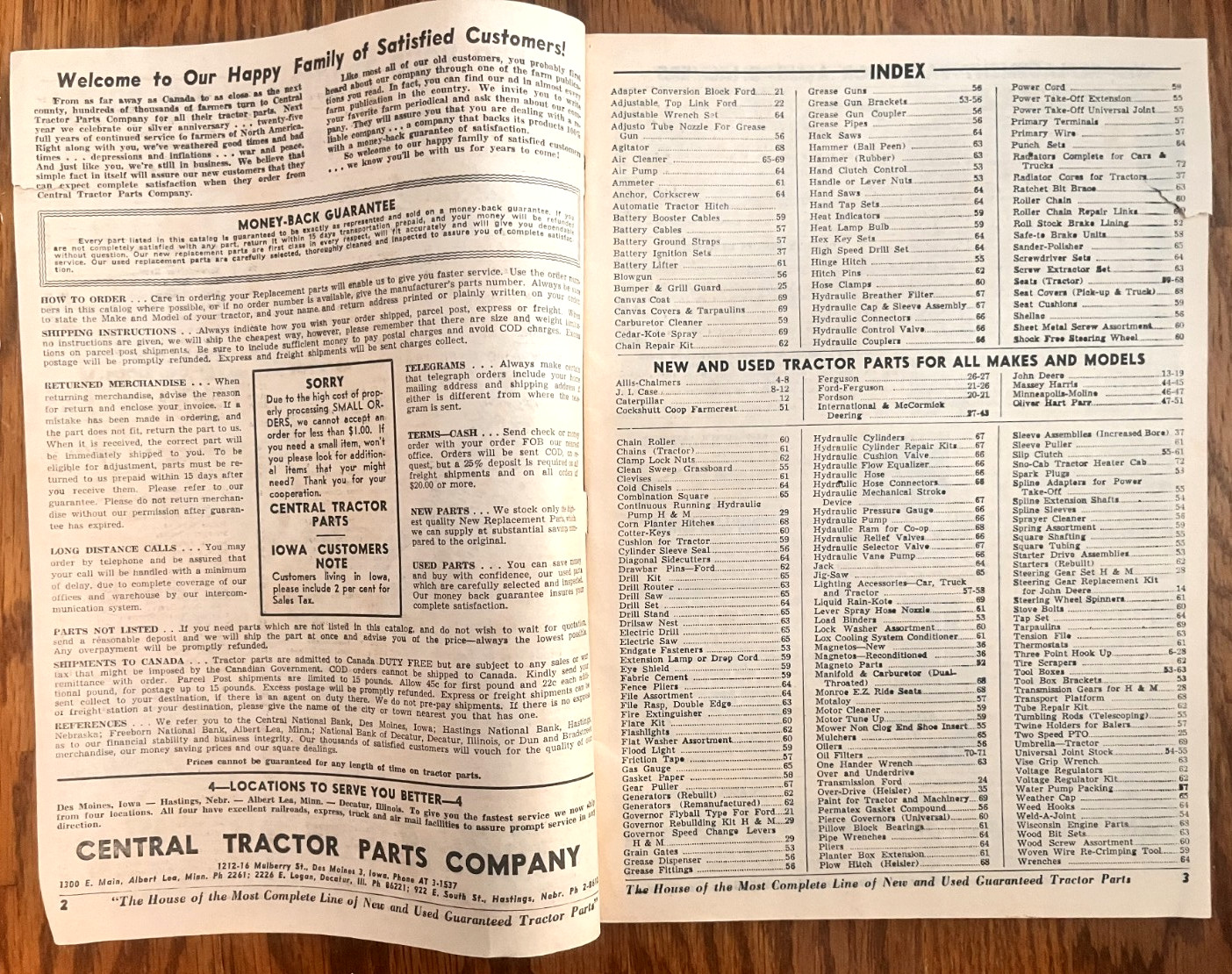 Central Tractor 1959 72-page farm tractor catalog parts & accessories