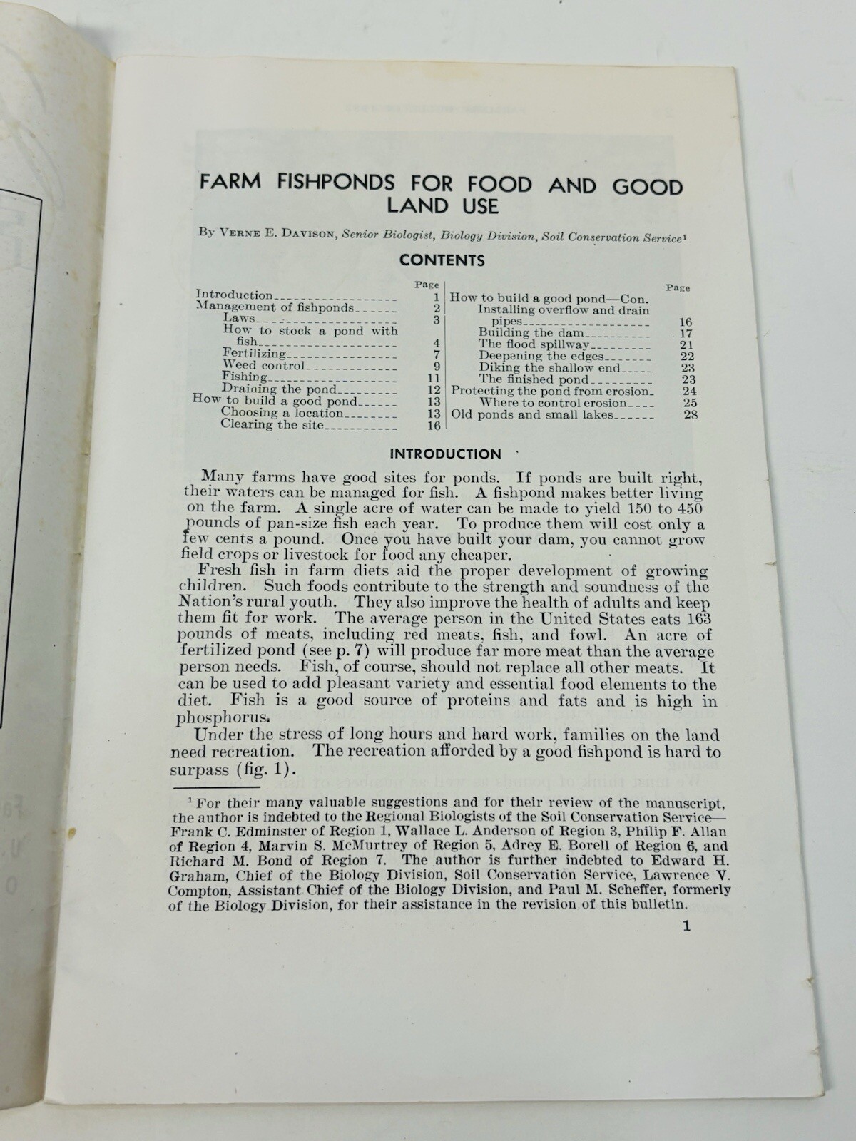 1983 USDA Farmers&rsquo; Bulletin Farm Fish Ponds Booklet For Food & Good Land Use