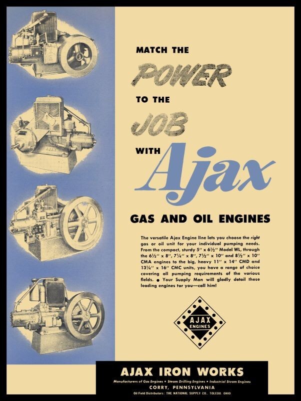 1953 AJAX Gas & Oil Engines of Corry, PA NEW METAL SIGN: 9 x 12&Prime; Free Shipping