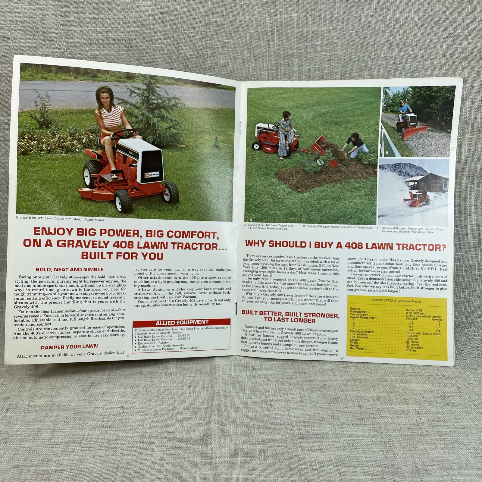 Gravely Garden Tractor Sales Catalog Brochure Vintage 1975 Lawn Equipment