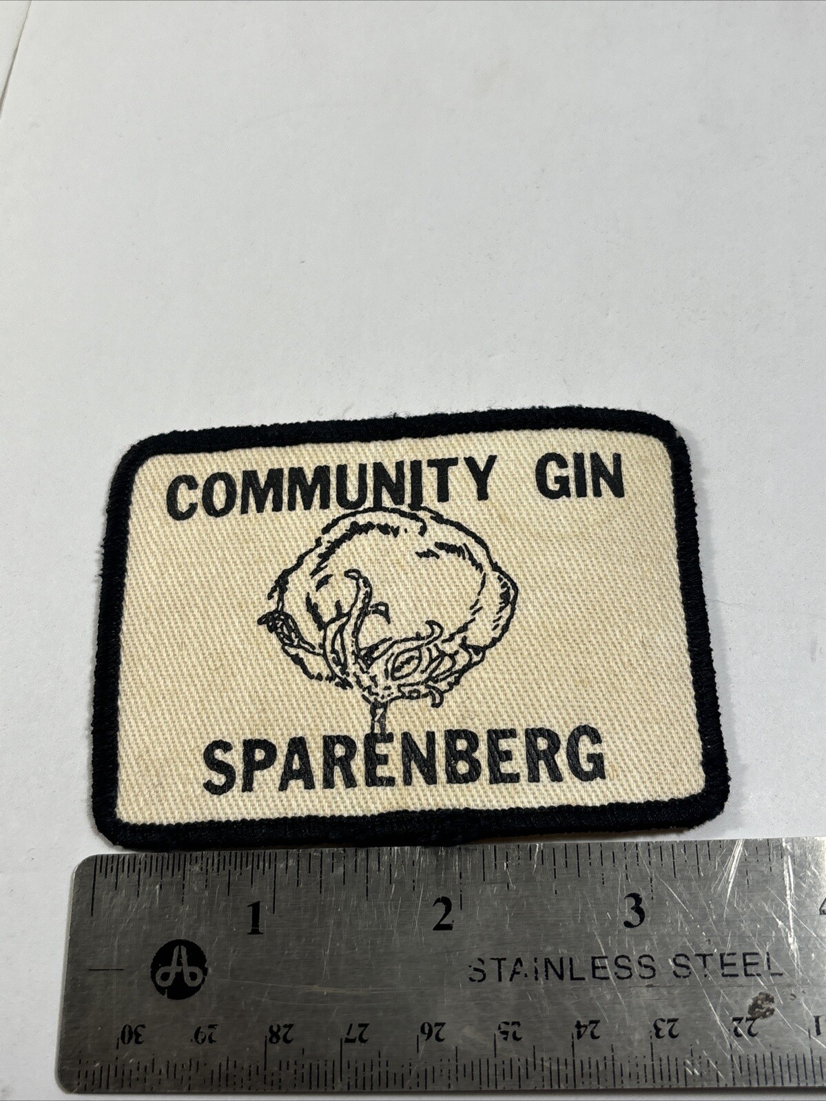 Vintage Community Gin Sparenberg Embroidered Iron on Patch Cotton Flower Texas