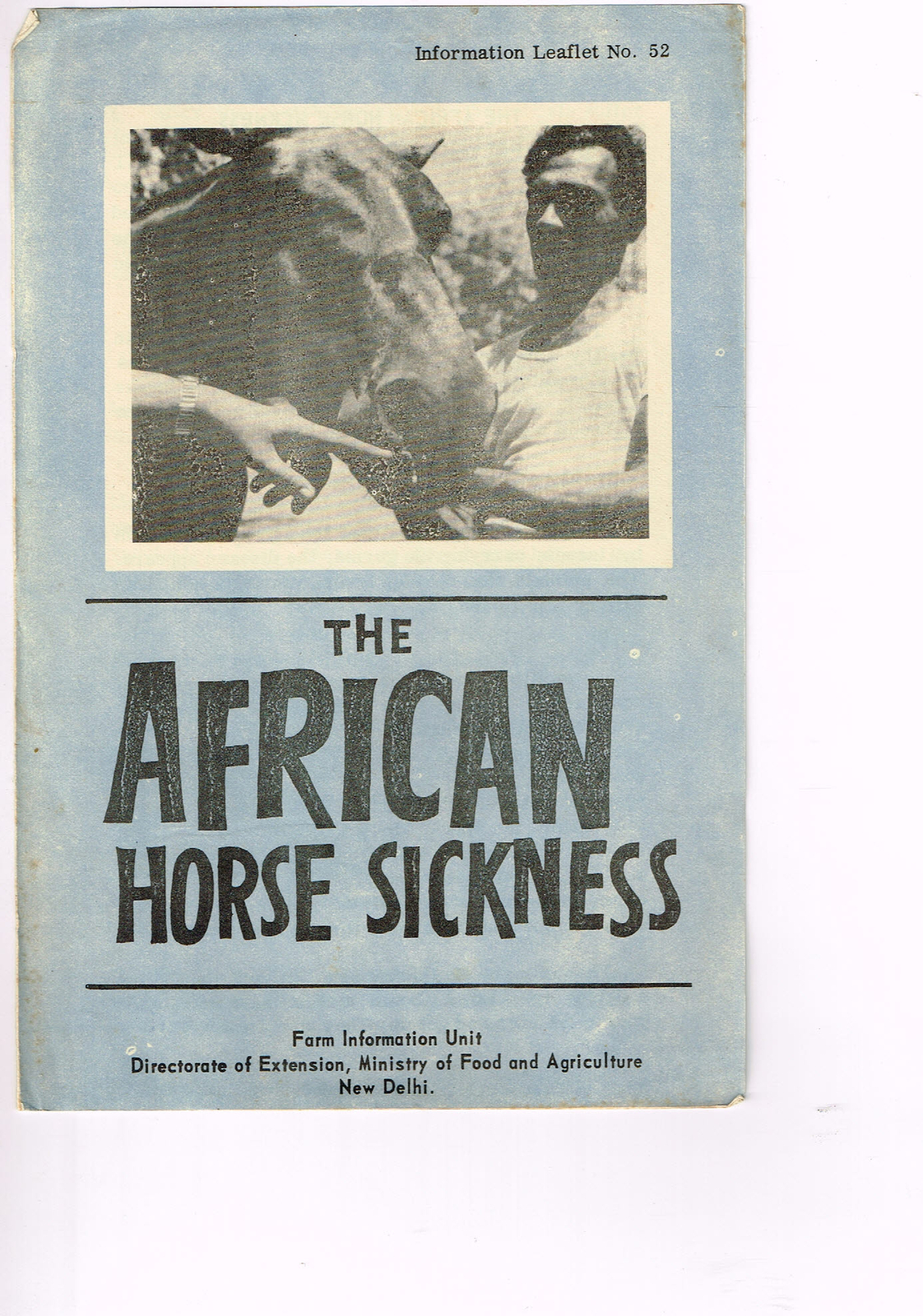 Vintage 1960s Farm Brochure India New Delhi African Horse Sickness