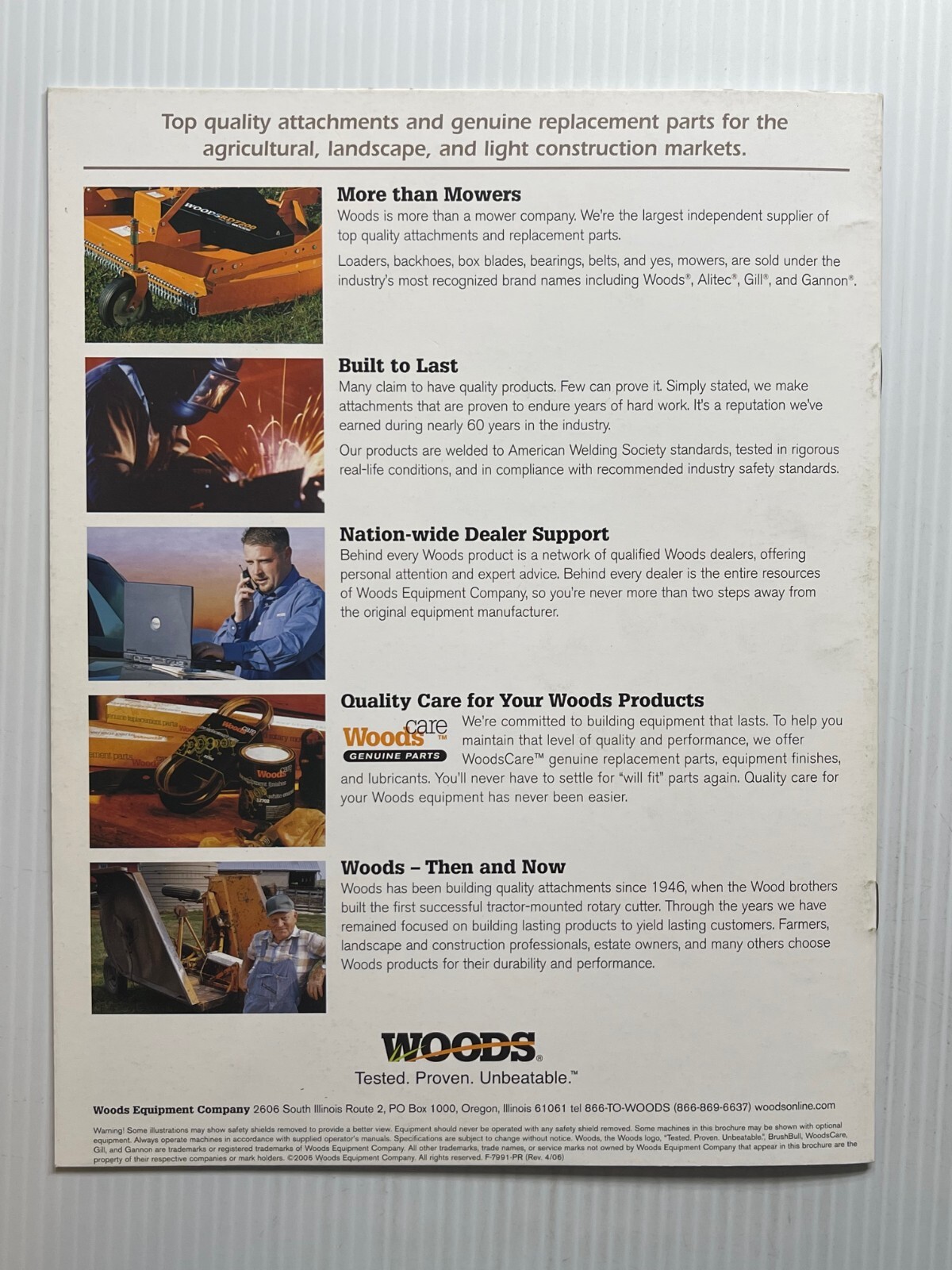 Woods Rotary Cutters / Mowers Sales Brochure *Original Dated 2006* (10 Pages)