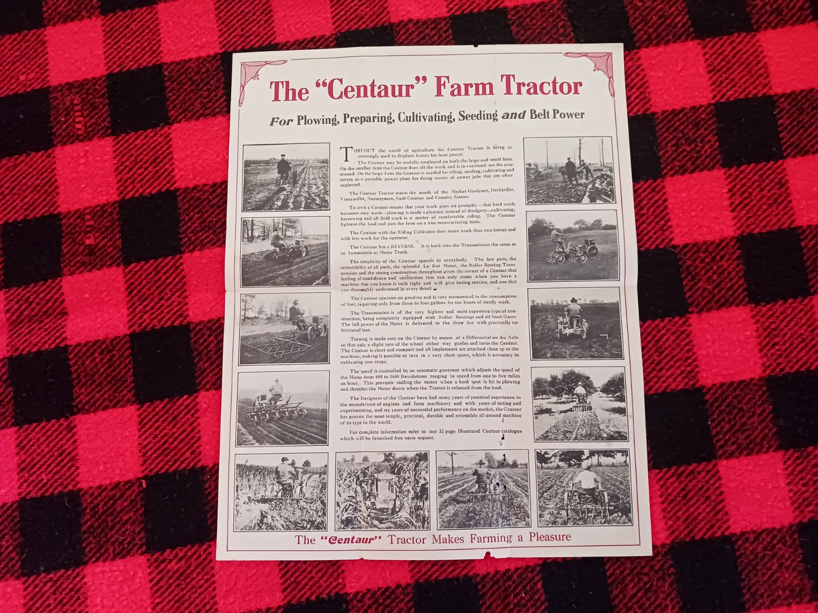 1920s Centaur Central Tractor Garden Catalog Farm Cultivator Brochure Flyer