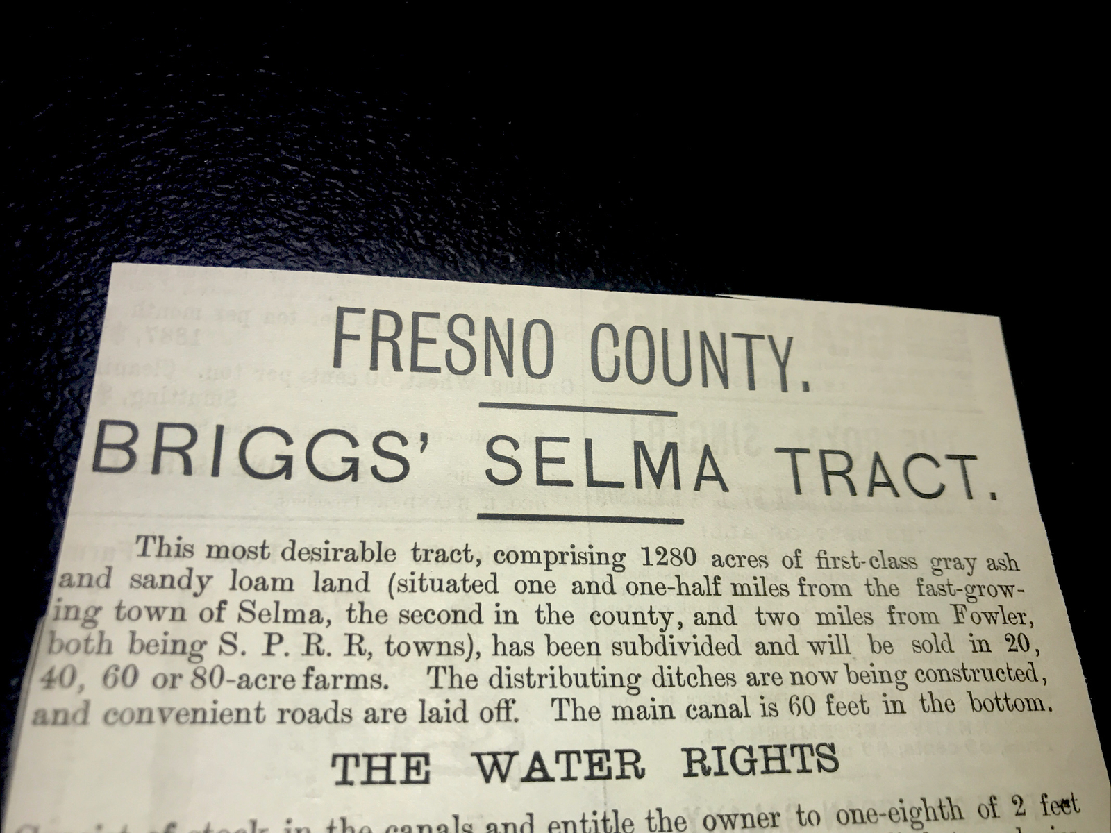 1886 Fresno Co. Briggs Farm Land Advertising Engraving – Selma – California