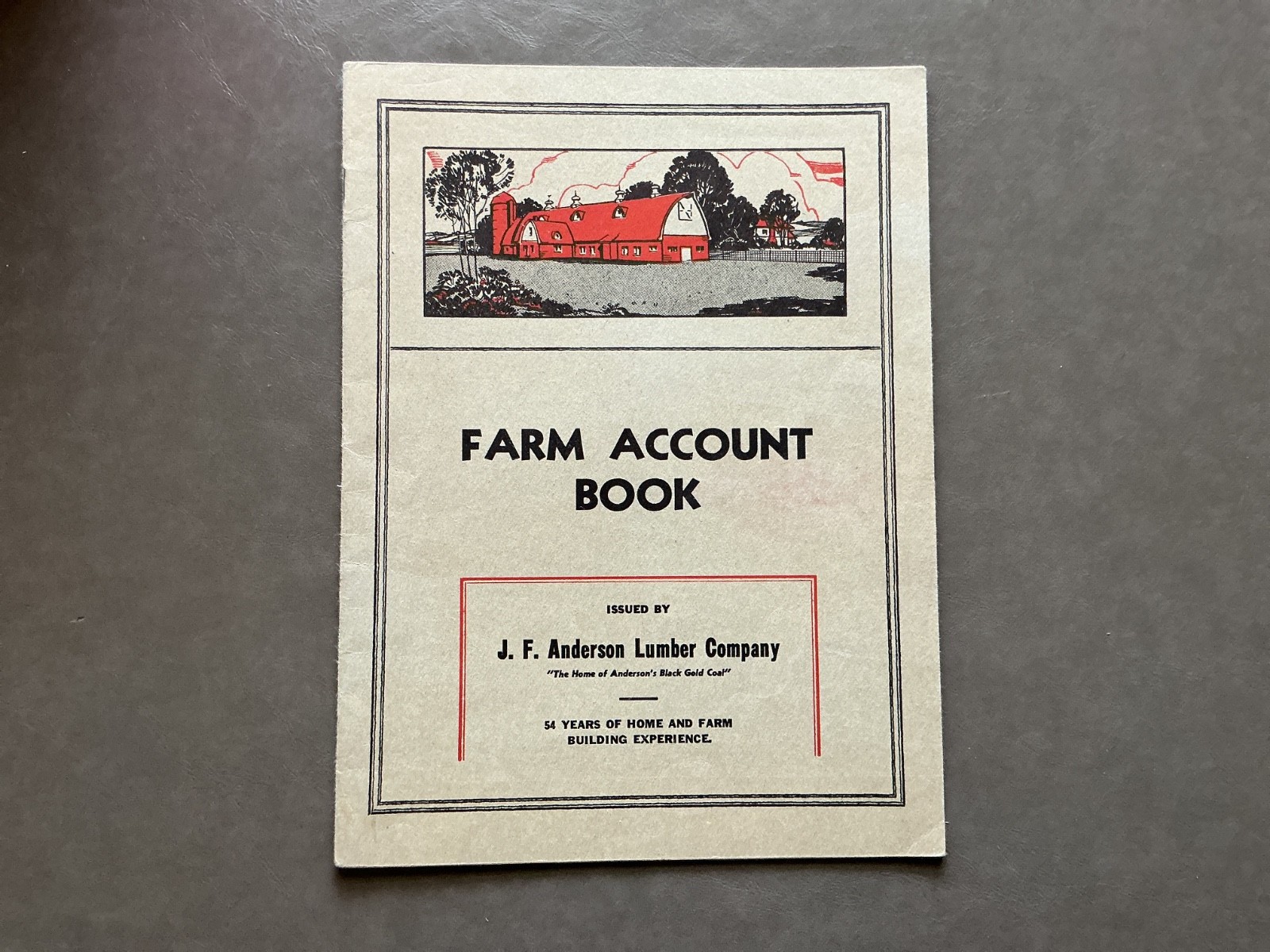 1942 Farm Acct. Record Book – J. F. Anderson Lumber Co. Minnesota, Iowa, Dakotas