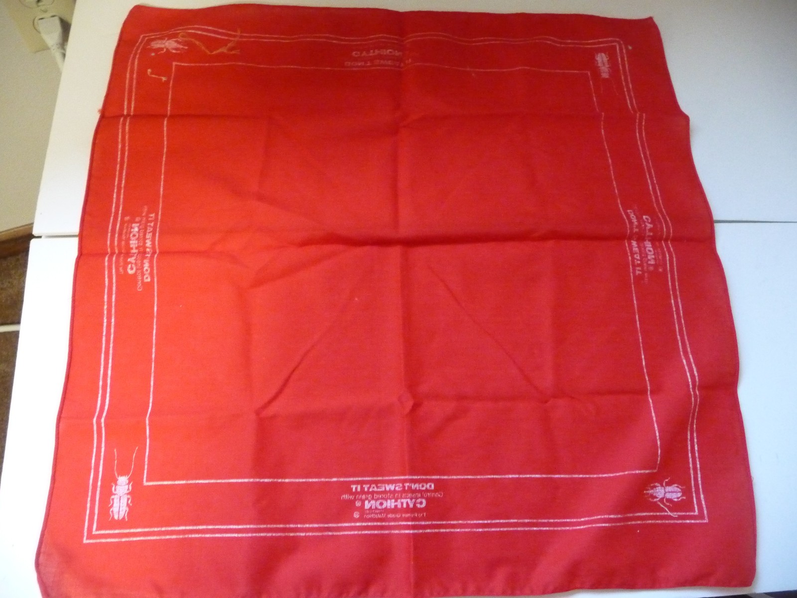 CYTHION SCARF RED WHITE CLOTH DON&rsquo;T SWEAT IT Hanky Do-Rag AGRICULTURE PROMO.