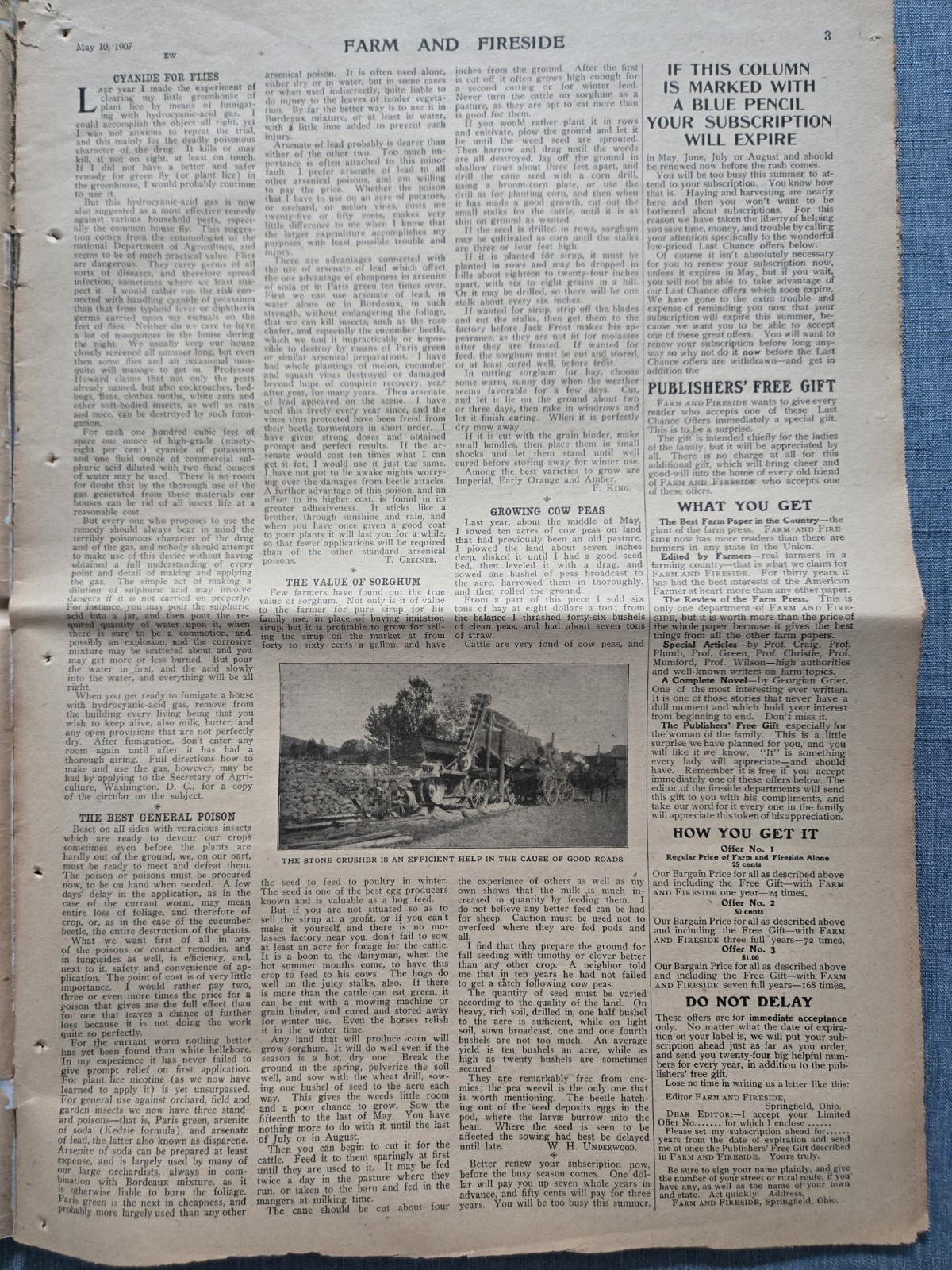 Farm & Fireside Newspaper May 10 1907 Articles News Humor Fashion Ads