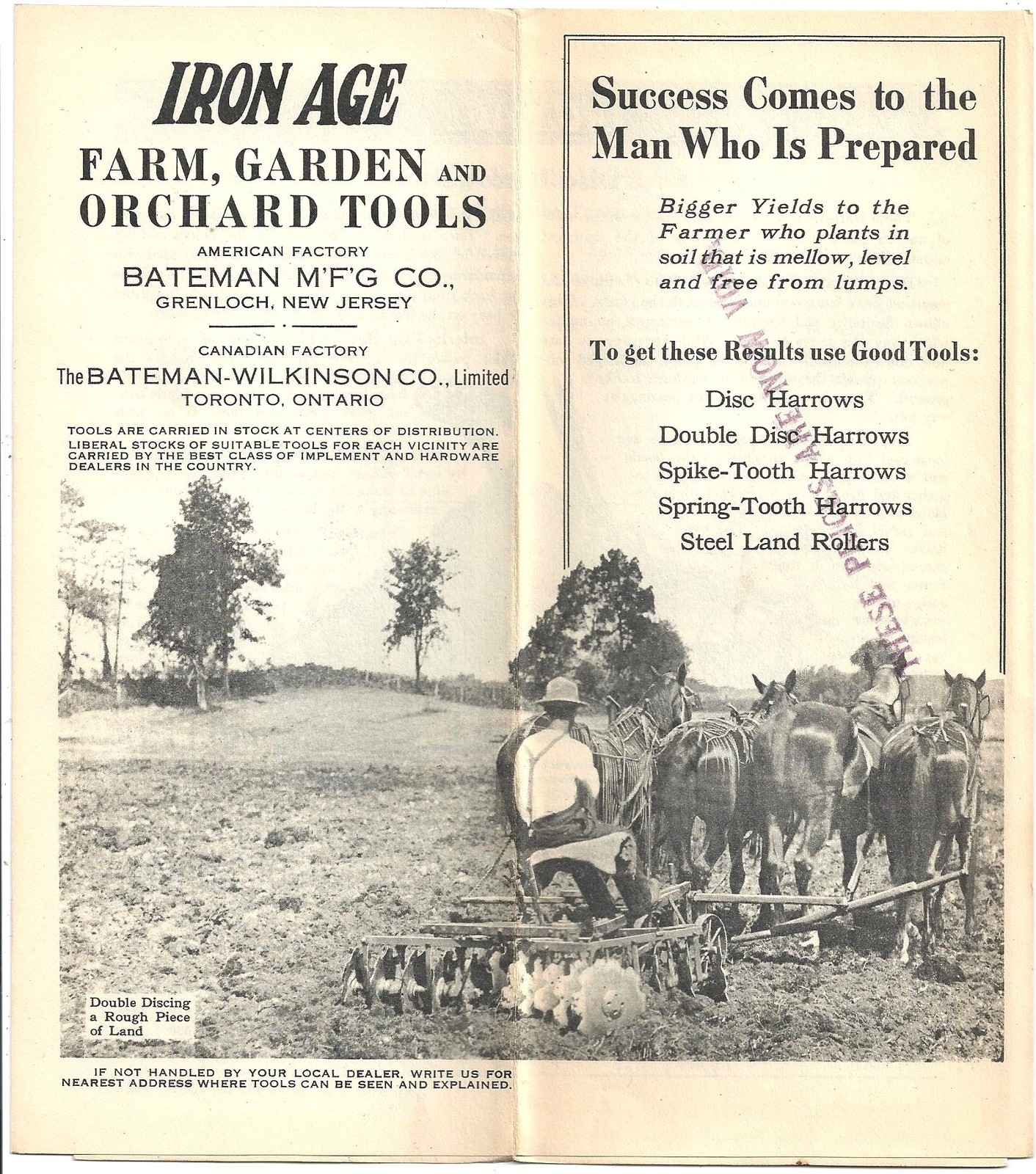 3 Diff Iron Age Farming Implements Sales Brochures c1917 ~ Farm Equipment