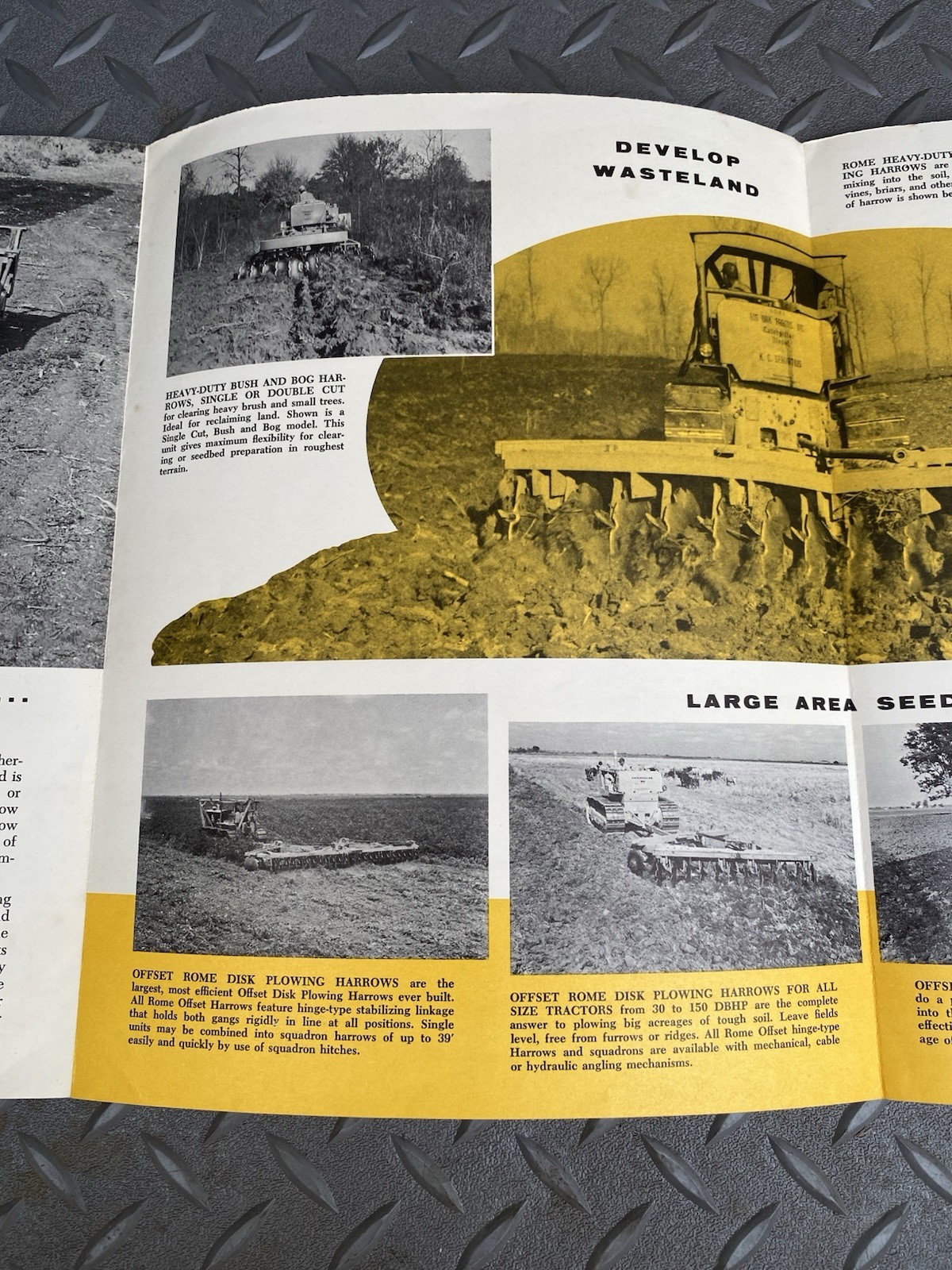Rome Disk Plowing Harrows 2 page Foldout Sales Brochure 1956