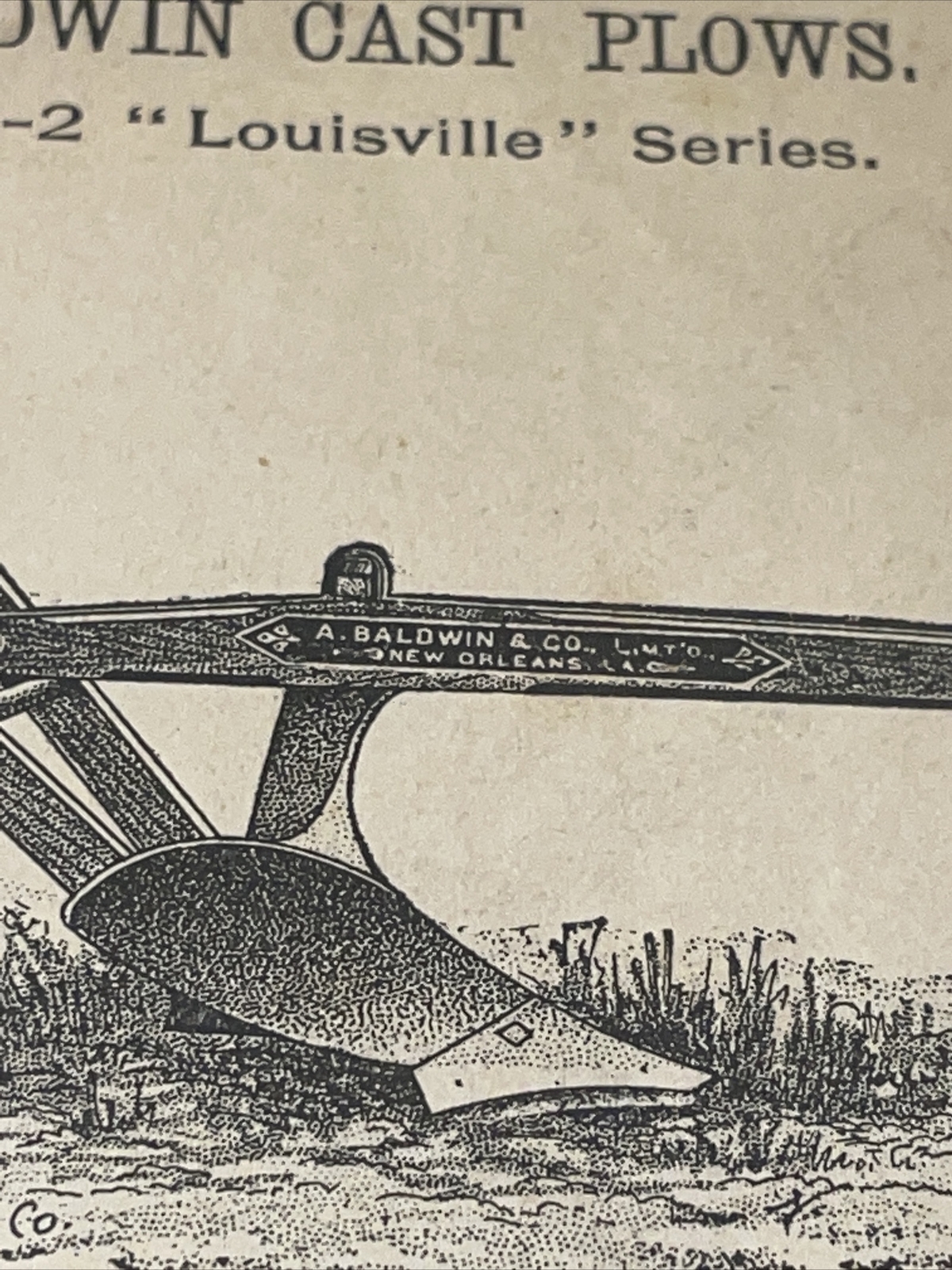 1891 Baldwin Louisville Series Plow Farm Advertising – New Orleans – Louisiana