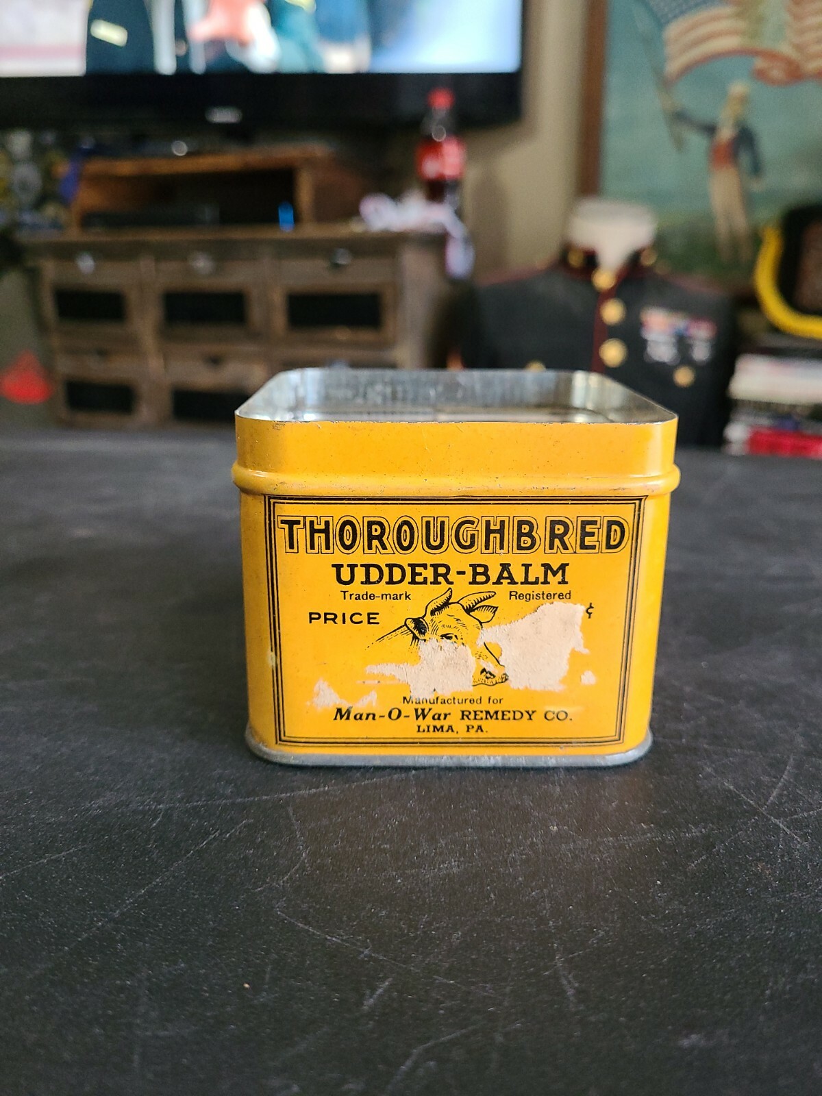 Vntg 1900s Cow Throughbred Udder-Balm Cream Lima Pa -NO LID Early Farm