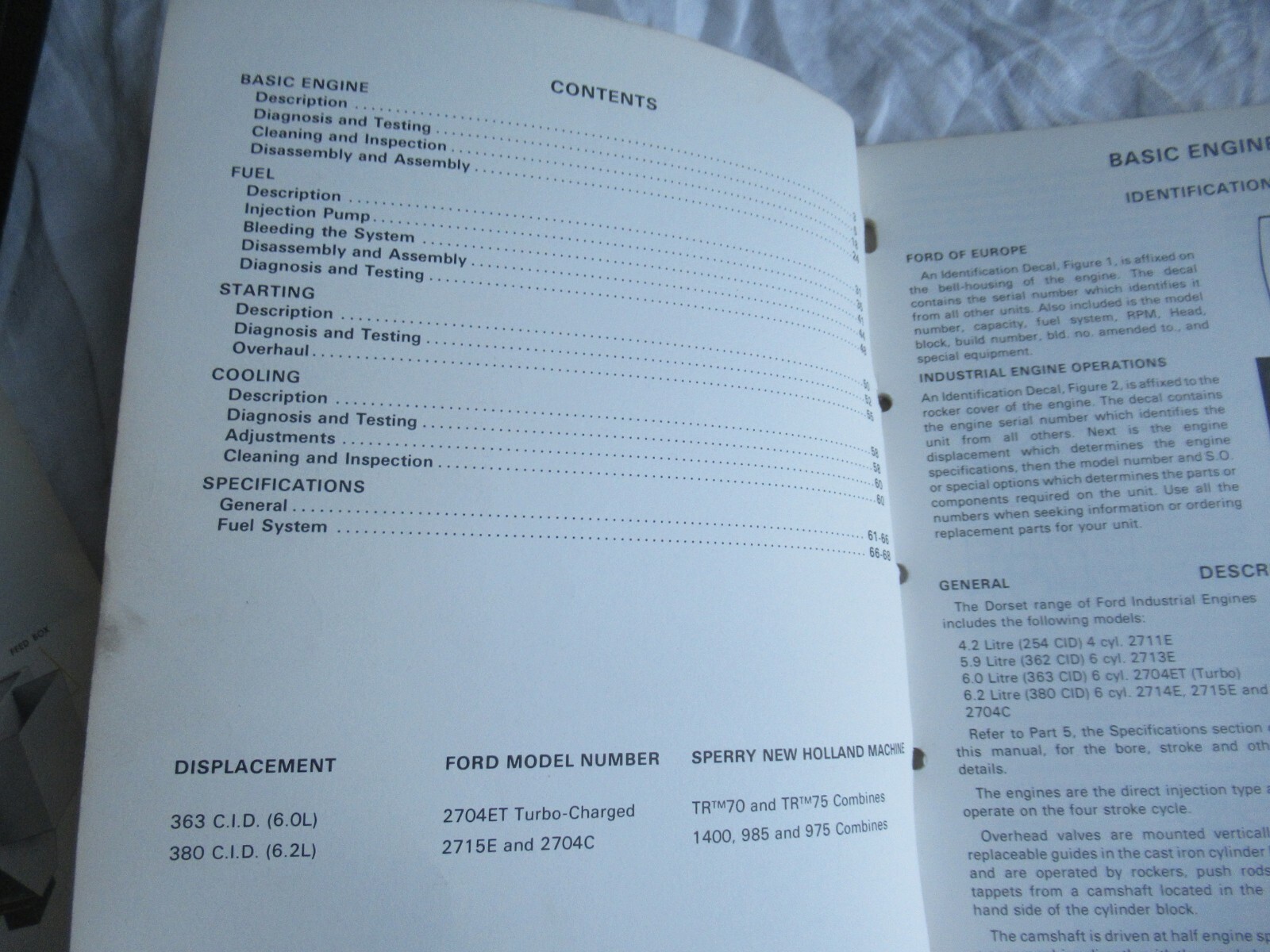 New Holland Ford Diesel Industrial 254 380 Engine Repair Shop Service Manual