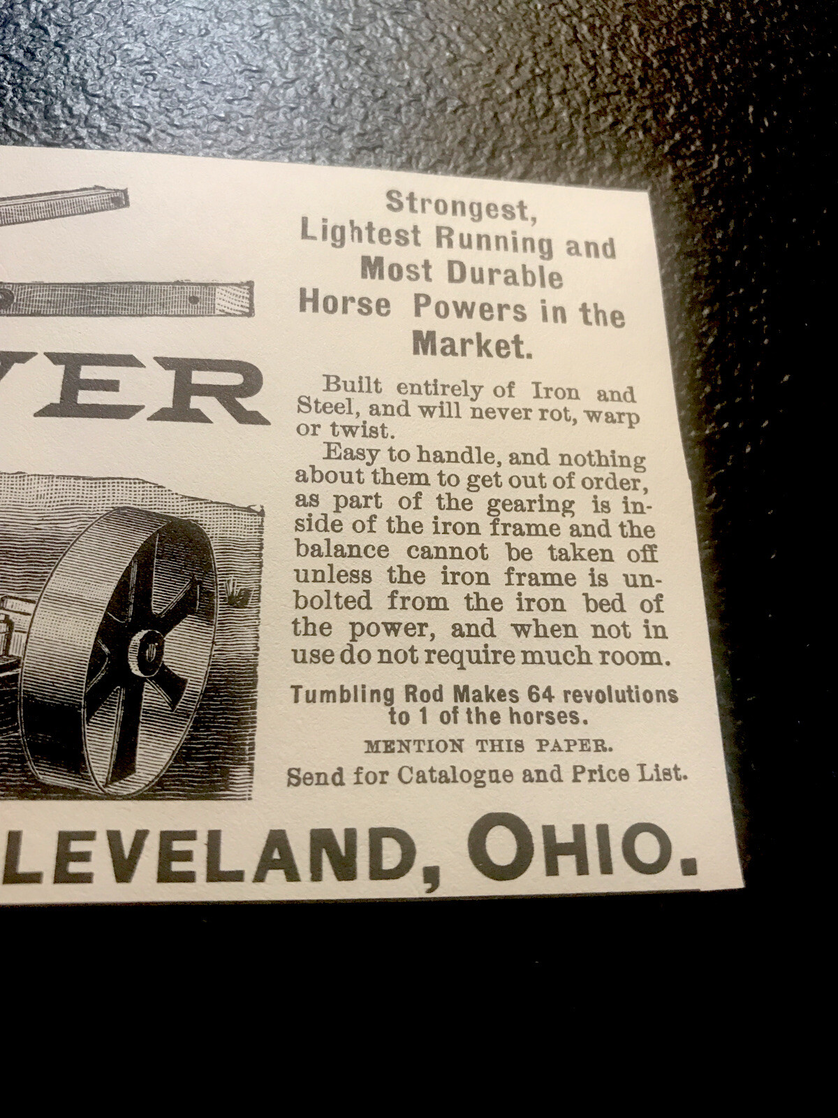 1889 Forest City Machine Works Implement Farm Advertising – Cleveland – Ohio