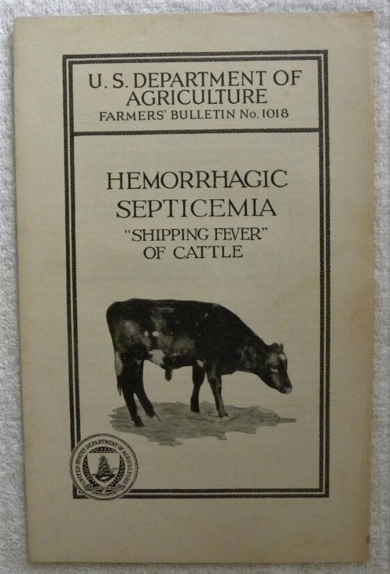 1929 Cattle Shipping Fever, USDA Agriculture Farmers Bulletin Booklet