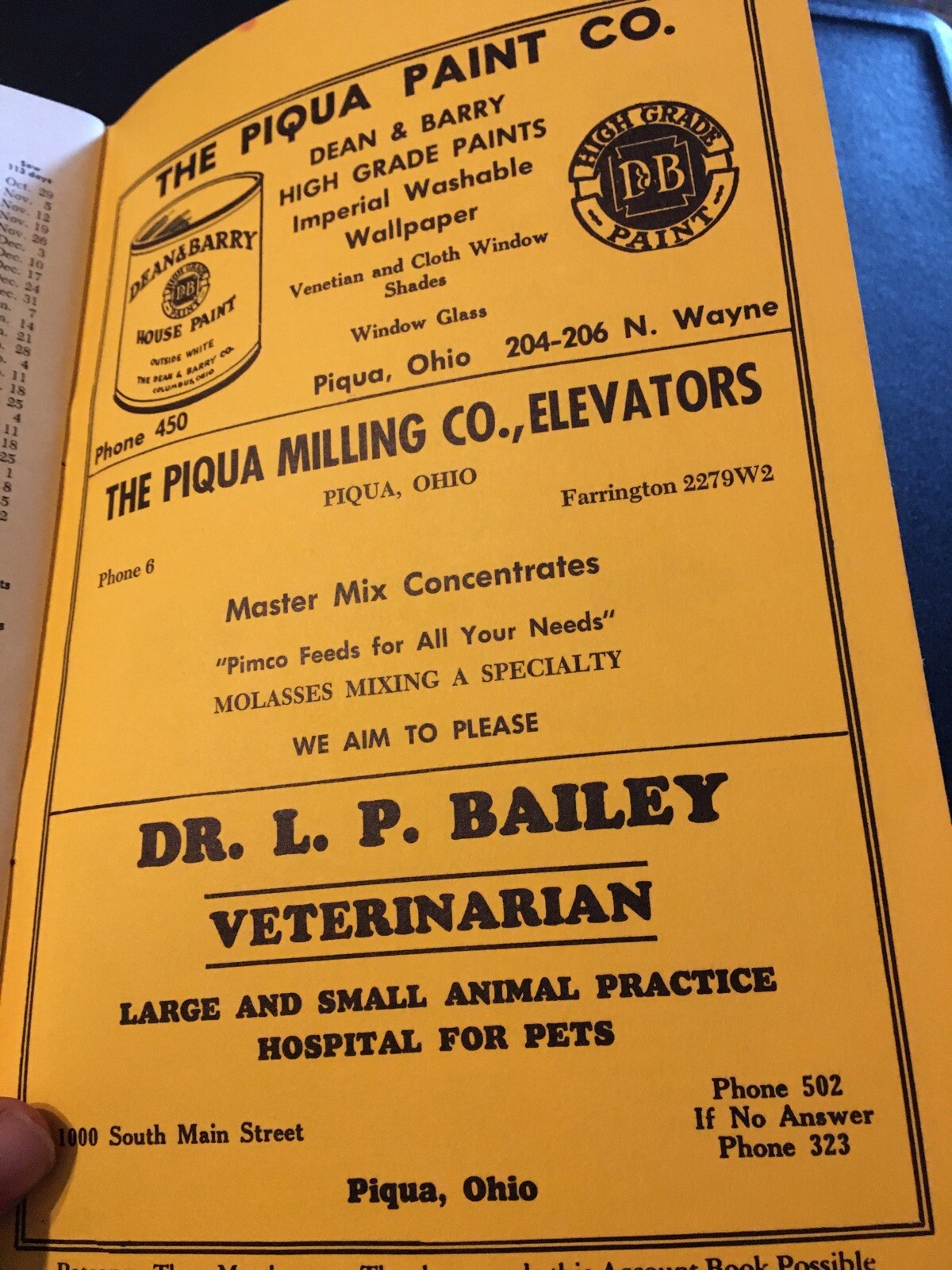 1957 Miami County Farm Account Book Piqua Troy Tipp City