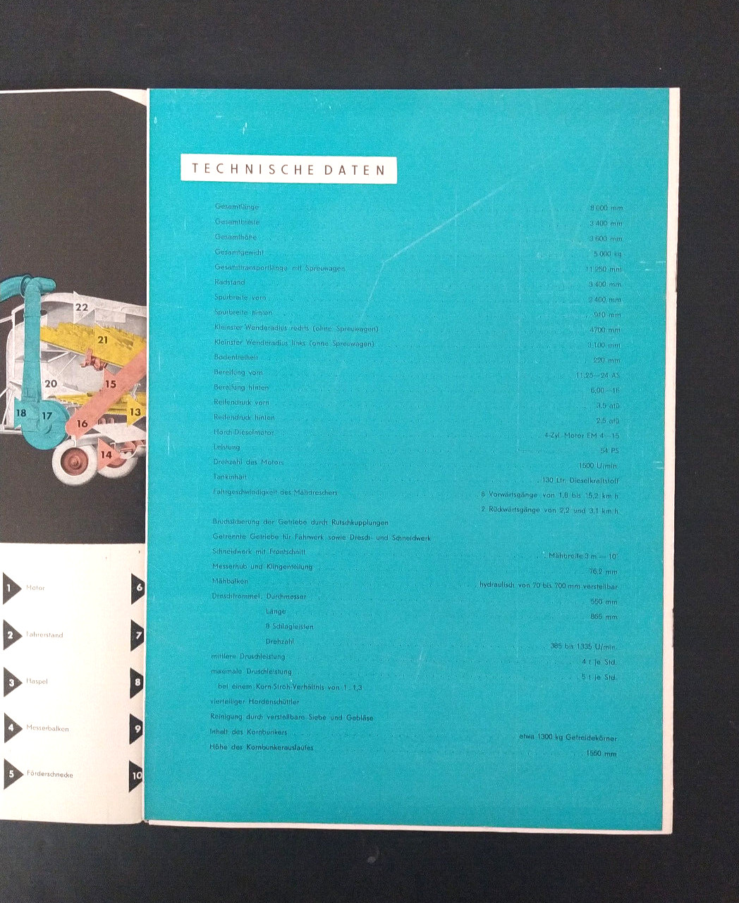 VINTAGE VEB TYPE E 173 COMBINE HARVESTER BROCHURE 1956 DDR ,EAST GERMANY