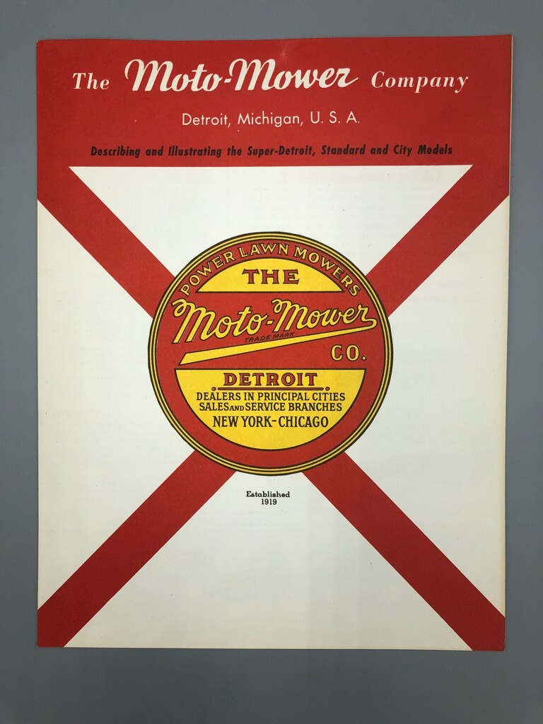 1940s MOTO-MOWER Co REEL LAWN MOWER Garden Tractor Vintage ADVERTISING Brochure