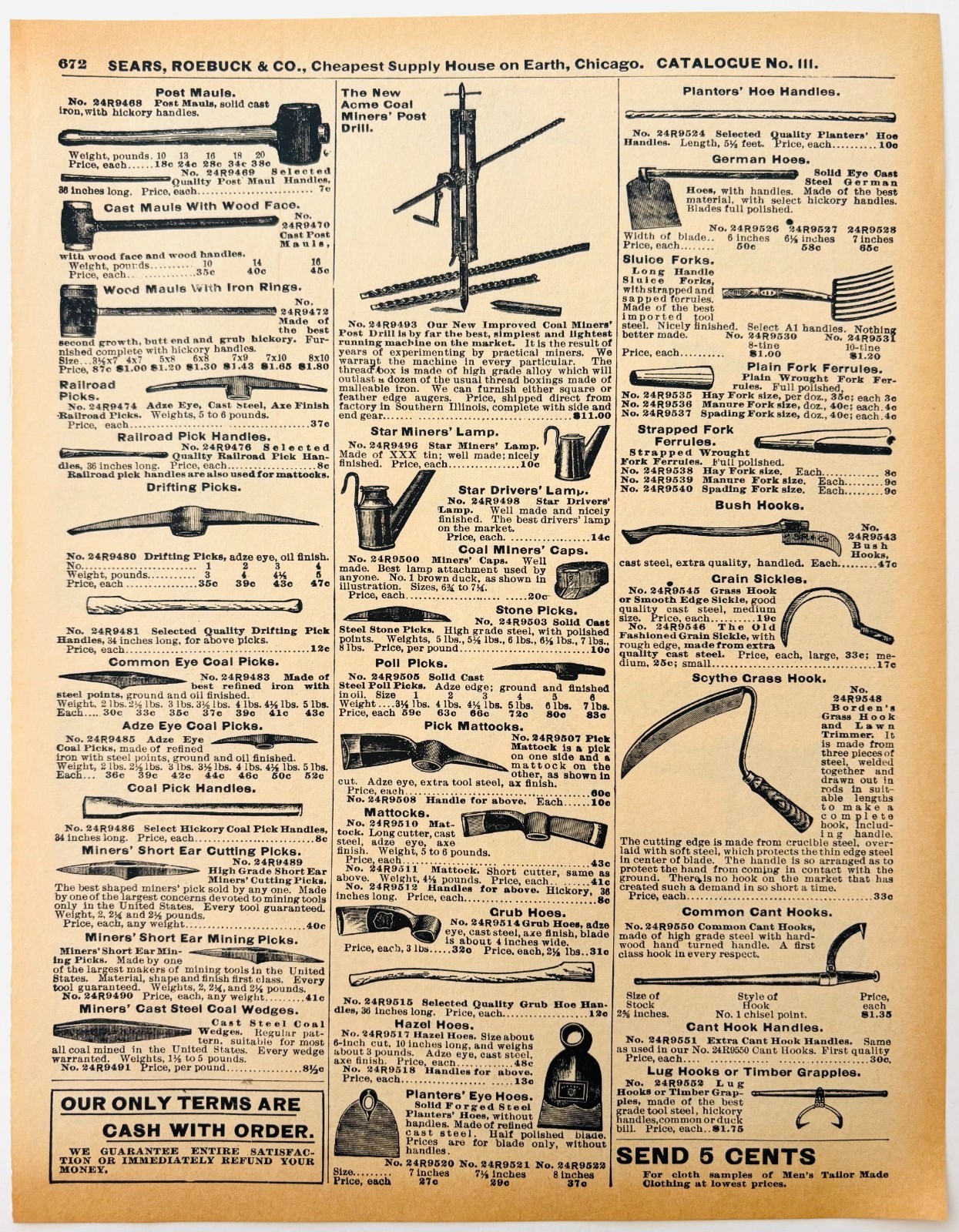 1901 Farmer&rsquo;s Tools Reproduction Advertisement Sears Farming Agriculture DWU17A