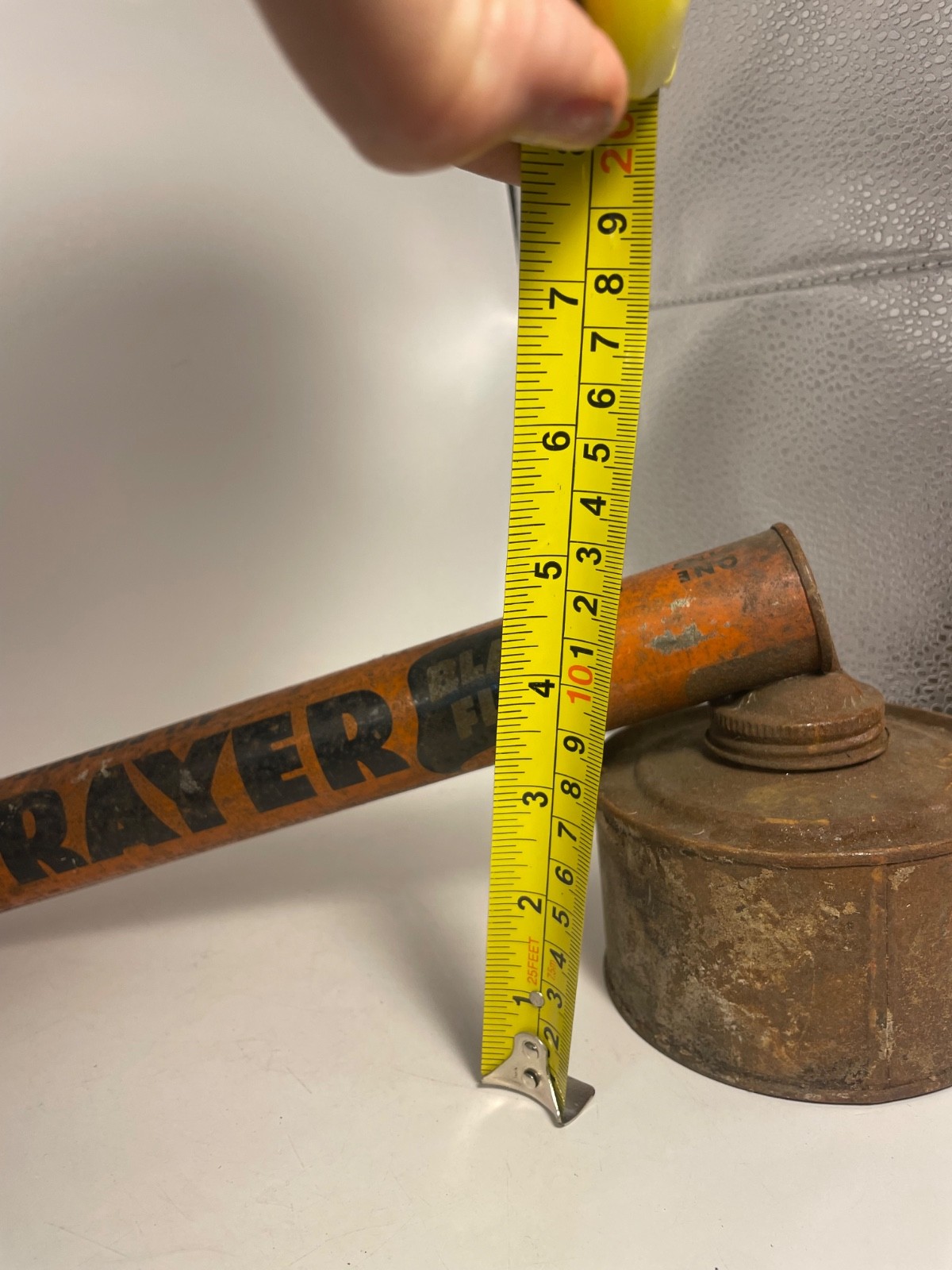 Vintage 1940&rsquo;s Black Flag Tin Bug Pump Sprayer Metal Canister & Wooden Handle