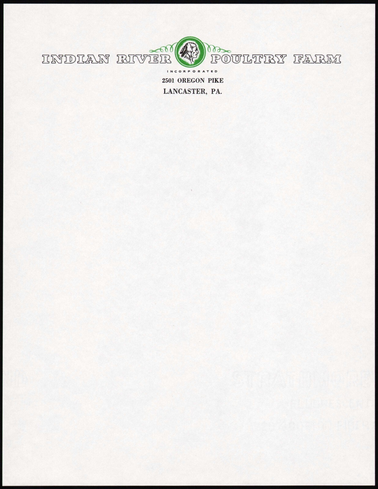 Vintage letterhead INDIAN RIVER POULTRY FARM indian picture Lancaster PA n-mint+