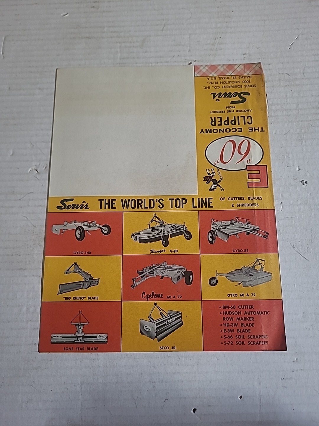 Servis E “60” Clipper Mower Brochure