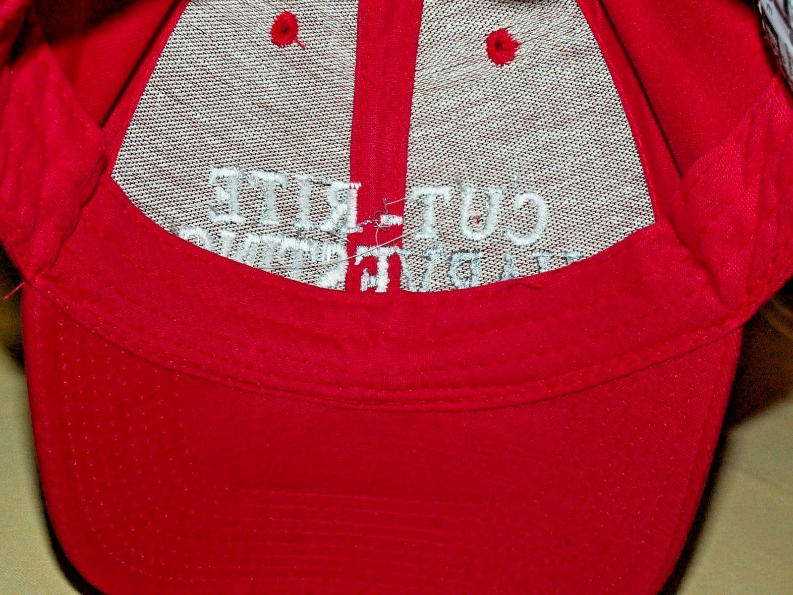 CUT RITE HARVESTING HAT BASEBALL BALL CAP RED CANVAS HEAD TO TOE ADJUST BACK.