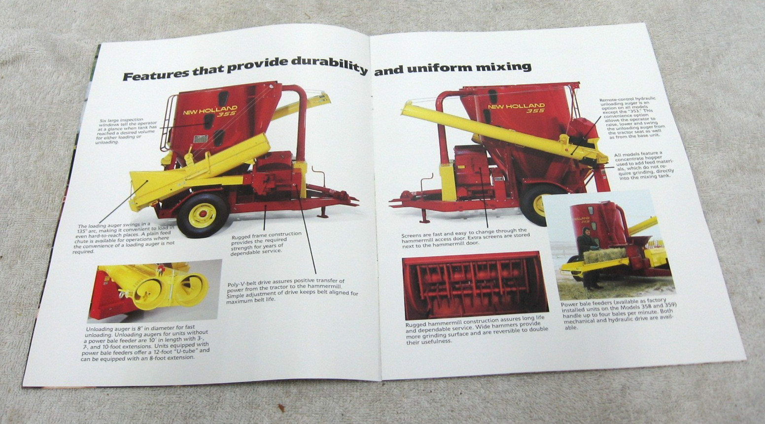 VINTAGE 1985 NEW HOLLAND TRACTOR GRINDER FEED MIXER BROCHURE 353 355 358 359