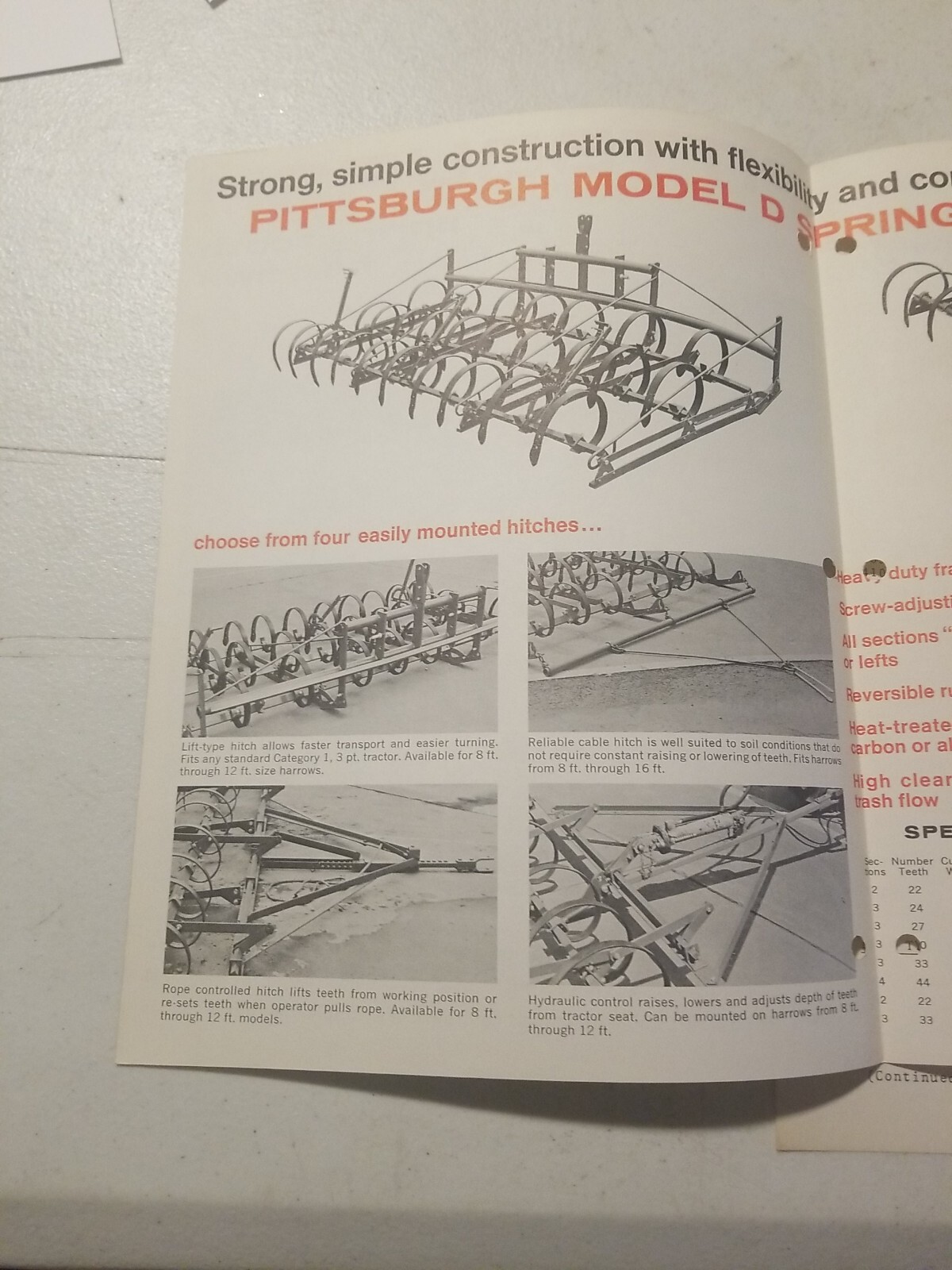 1970 PITTSBURGH FORGINGS CO. SPRING TOOTH HARROWS BROCHURE &PRICE LIST