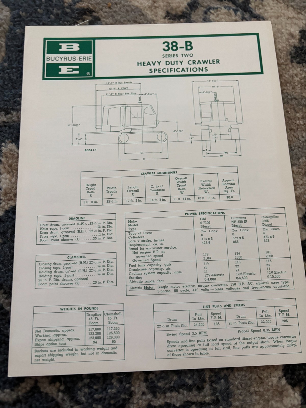 Bucyrus Erie 38-B Heavy Duty Crawler Specifications Brochure DCPA25