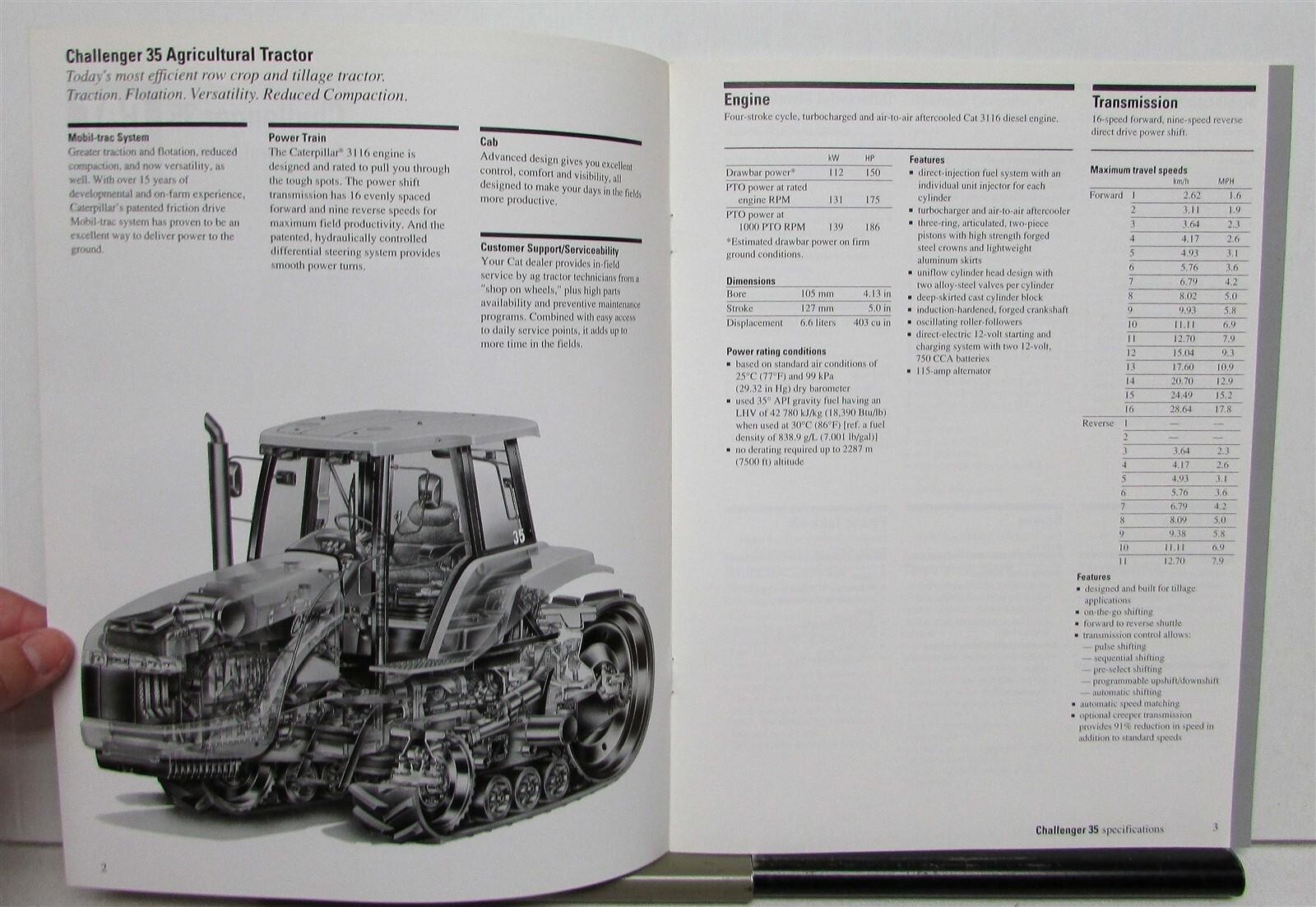 1995 Caterpillar Challenger 35 Articulated Tractor Specs Sales Brochure