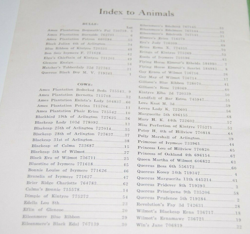 Rare 1944 Aberdeen Angus Cattle Sale Book – Greenwood Mississippi