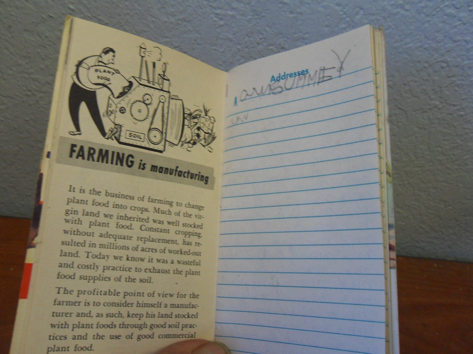 1949 -50 Swift’s Plant Food Service Red Steer Notebook Pocket Book Used