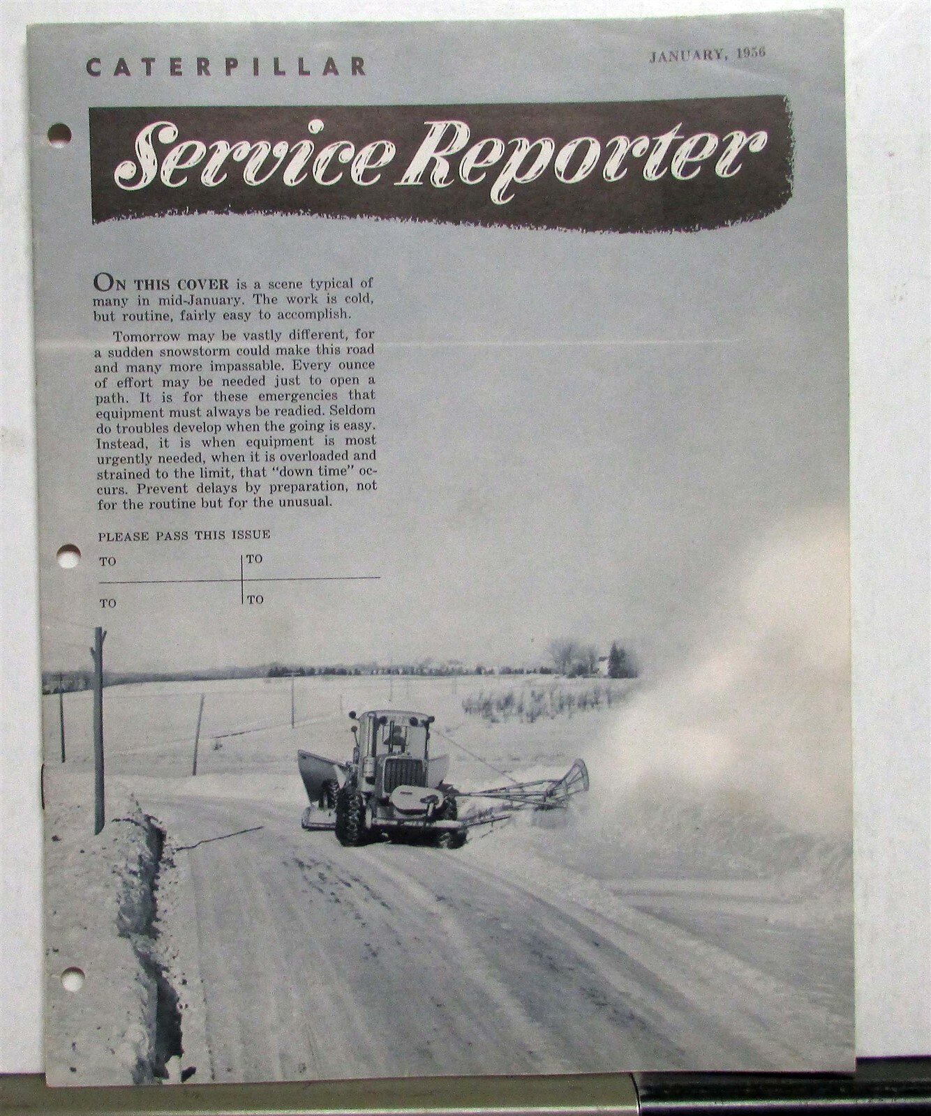 1956 Caterpillar Construction Service Reporter Magazine JanuaryIssue