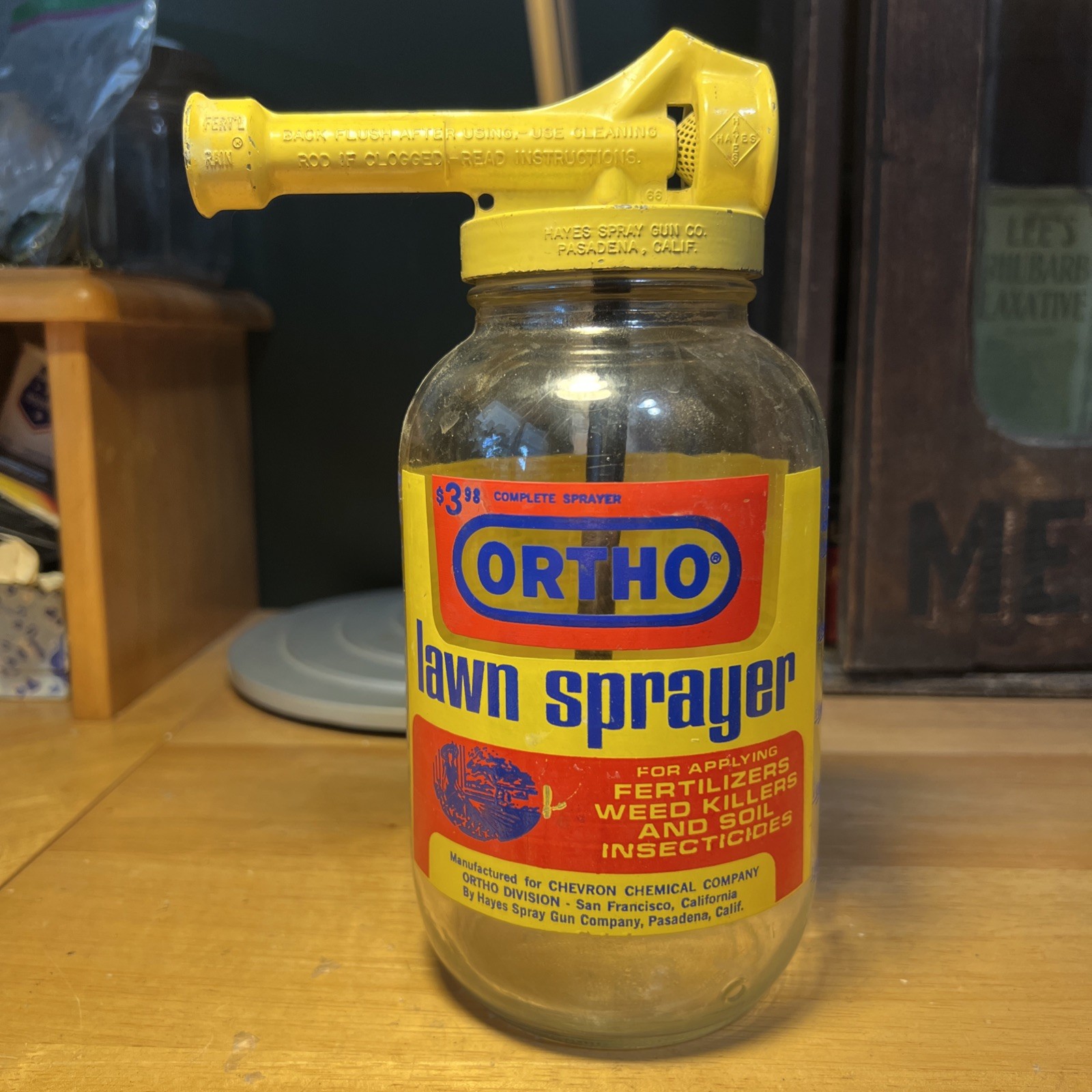 Vintage ACL Jar Bottle Ortho Lawn Sprayer Chevron Chemical Hayes California
