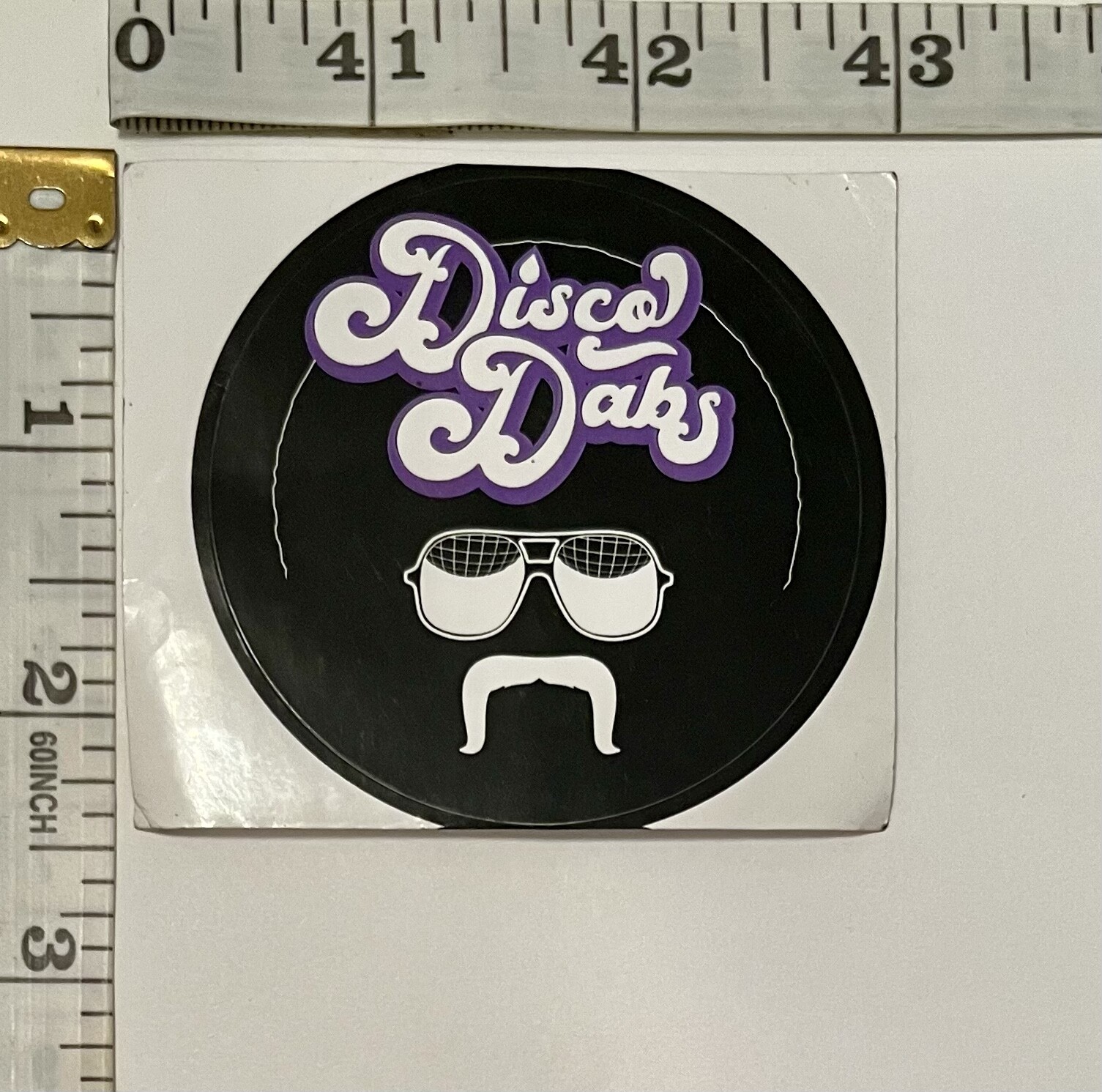 Disco Dabs 2.5&Prime; ROUND GLOSSY PAPER STICKER; OREGON, USA CANNABIS CONCENTRATE AD