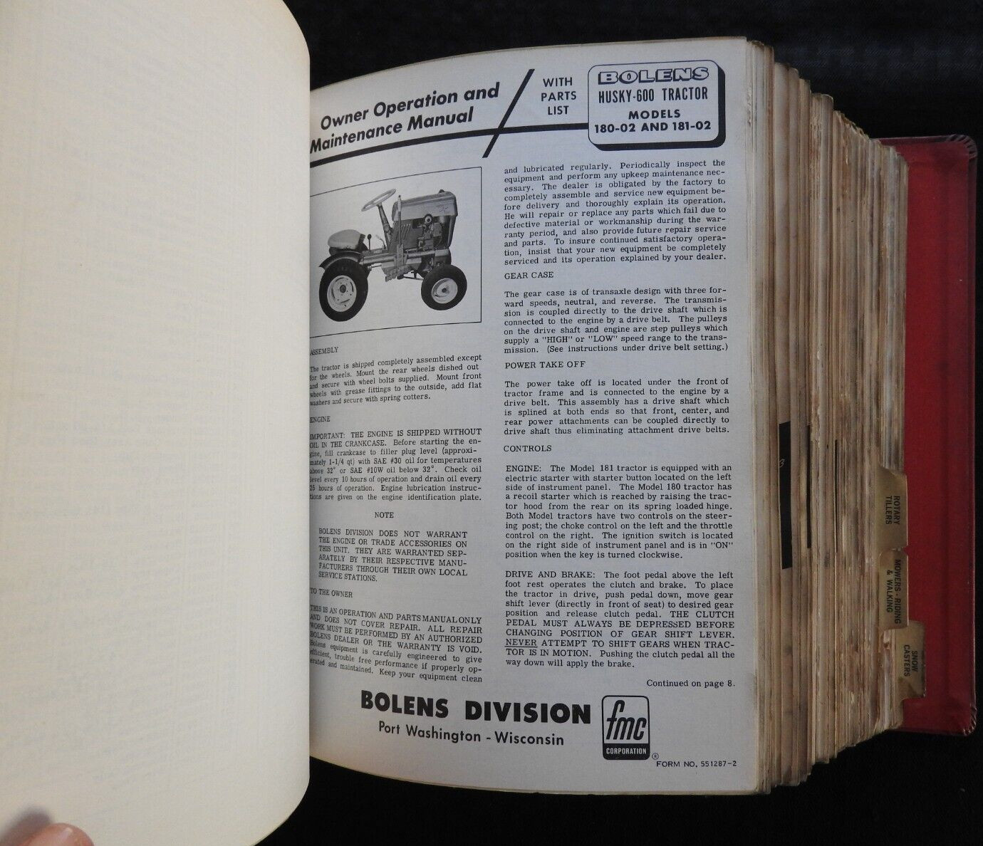 1961-72 Bolens Husky Lawn Tractor Dealer Master Operators Parts Manuals w/Prices