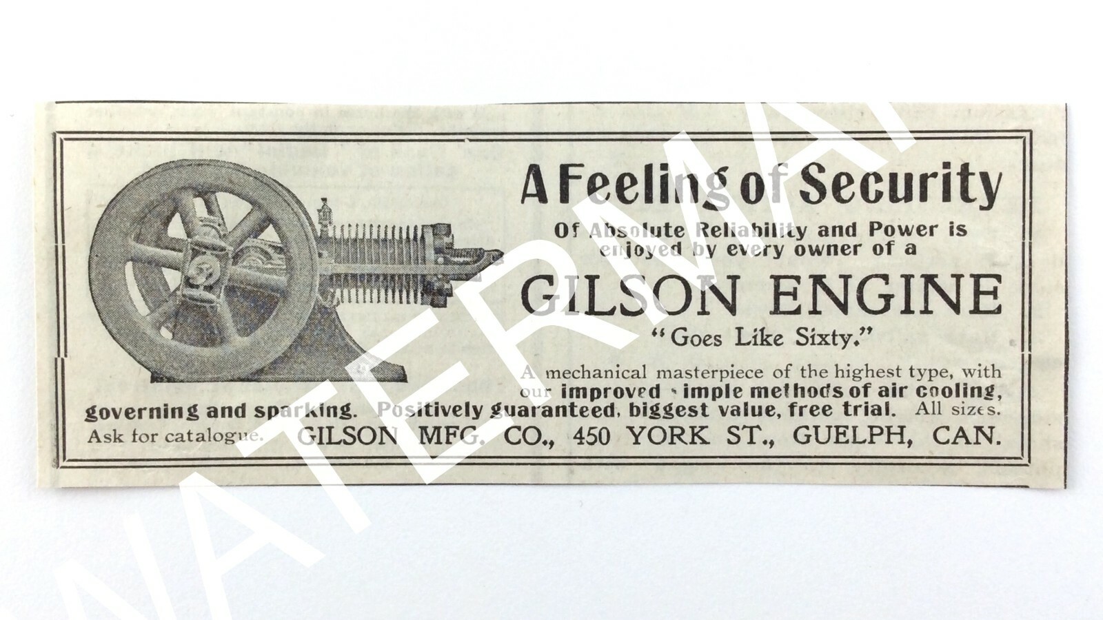 1909 Gilson Engine Agriculture Gilson Mfg Co Guelph Ontario Canada Print Ad 133A