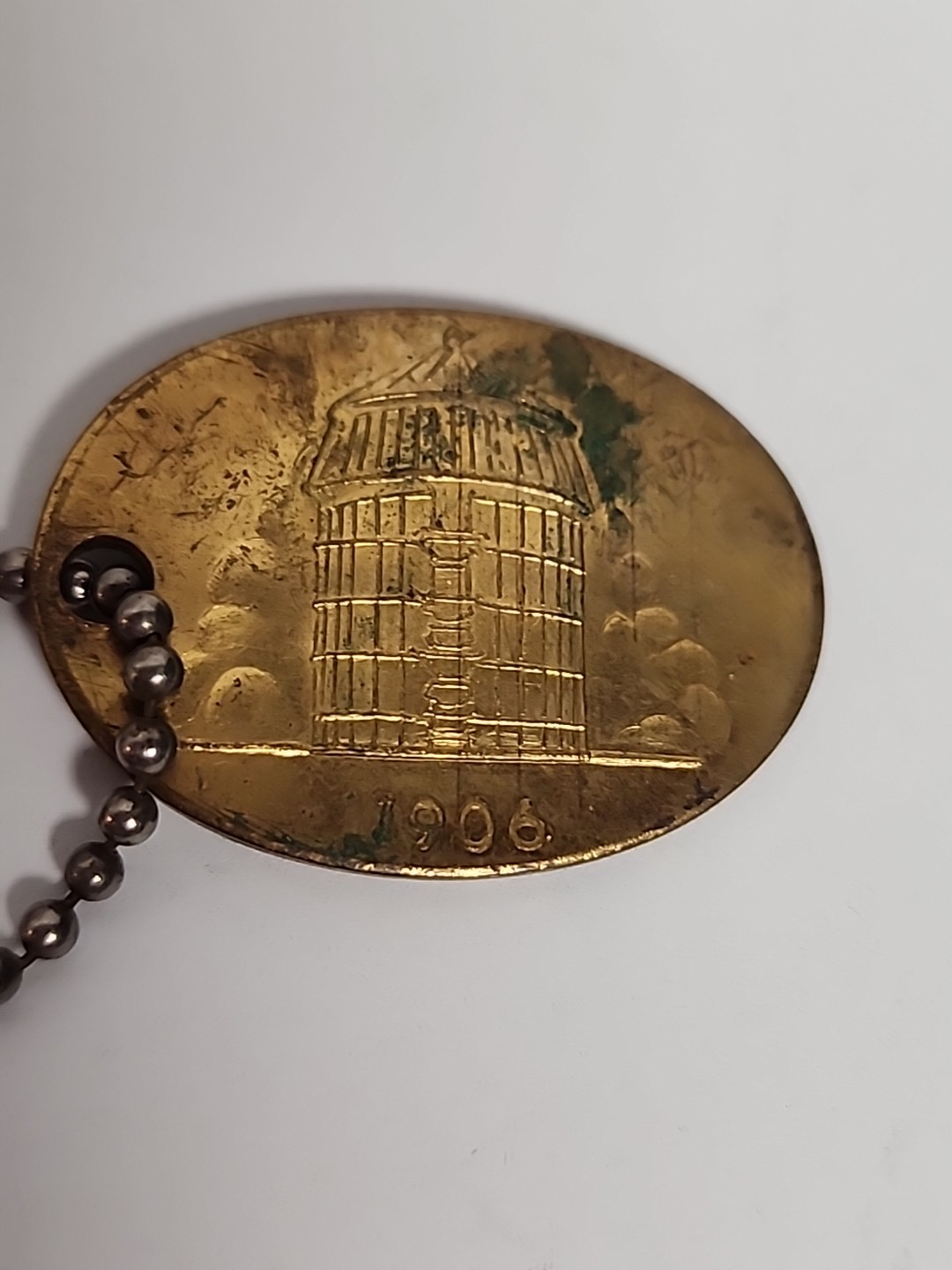 1906 ANTIQUE UNADILLA SILOS NY FARM ADVERTISING PENDANT KEYCHAIN CHARM FOB TAG