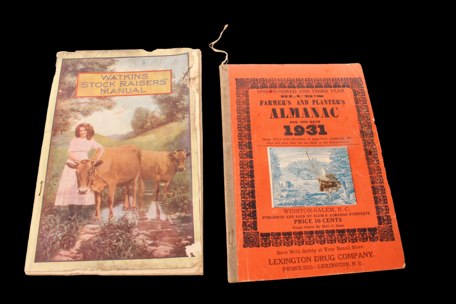 5 Antique Farmers & Dr Miles Almanac Watkins Stock Manual & Successful Farming