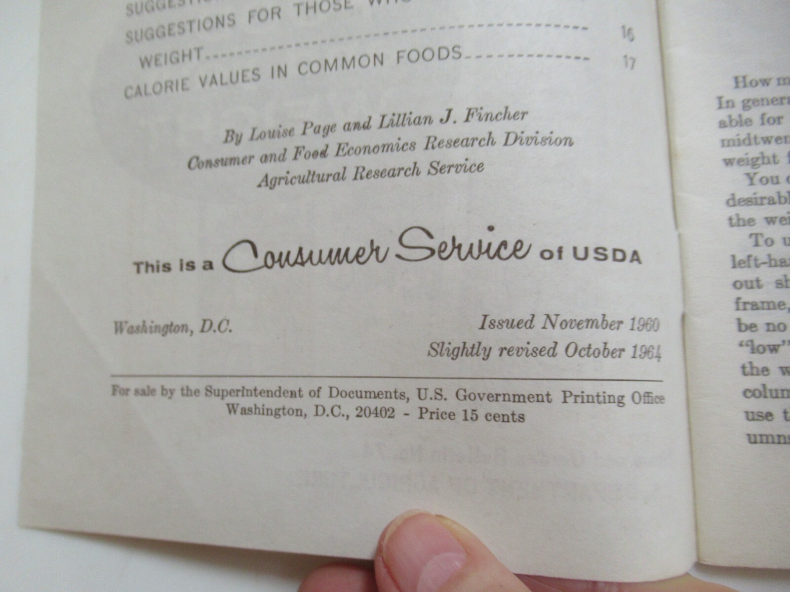 Vintage 1964 Food and Your Weight Booklet 74 – U.S. Department of Agriculture