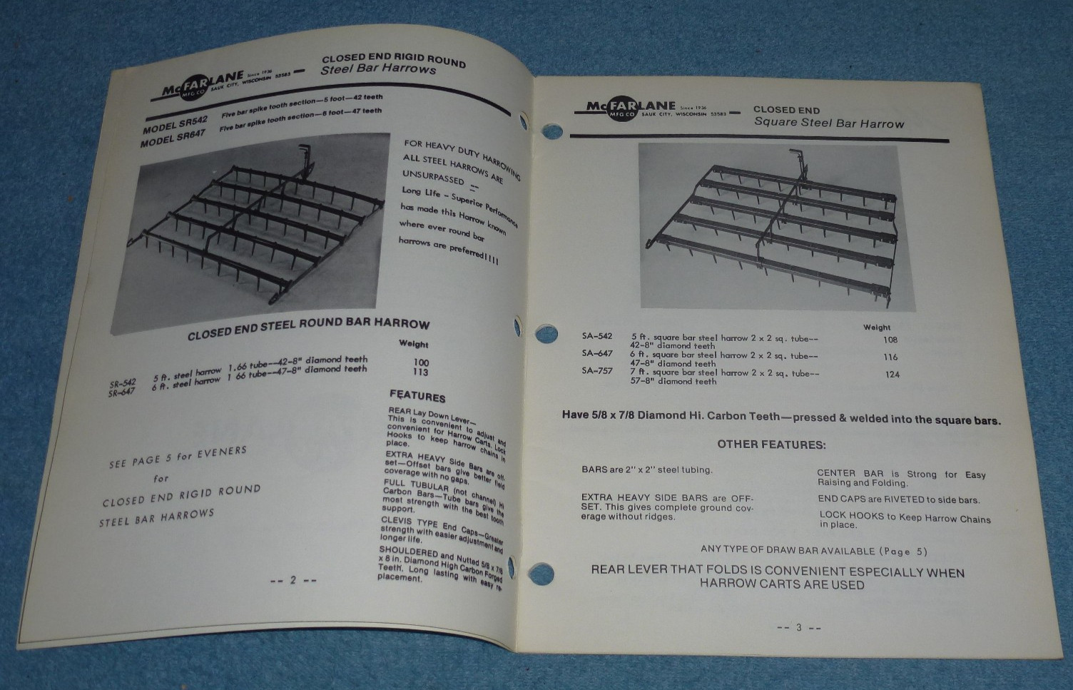 1982 McFarlane Mfg Co Sauk City WI Catalog Harrows Drawbars Transport Carts etc