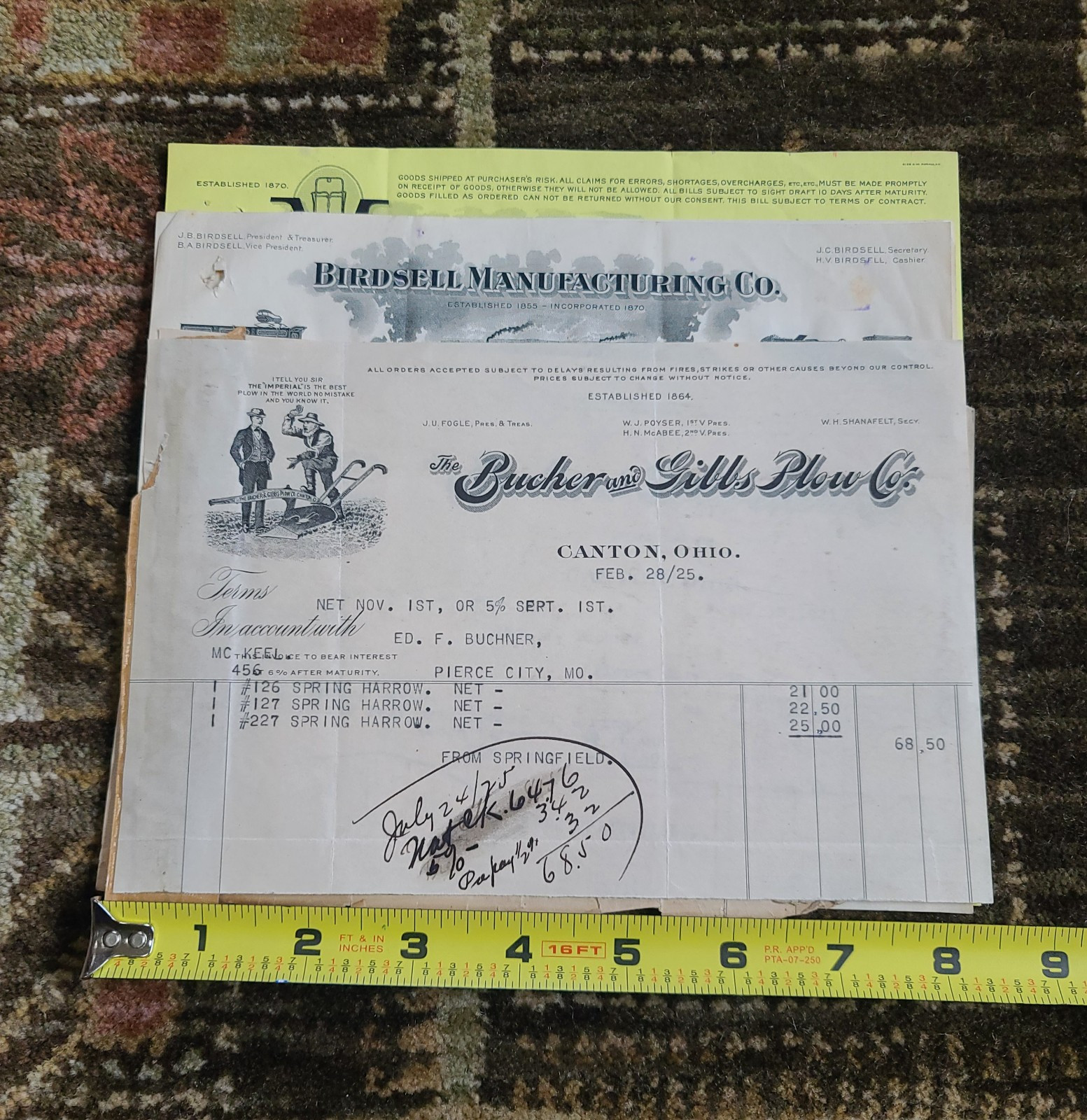 Lot Antique Ephemera Farm Equipment Birdsell IN Bucher Gibbs Plow OH F.E. Myers
